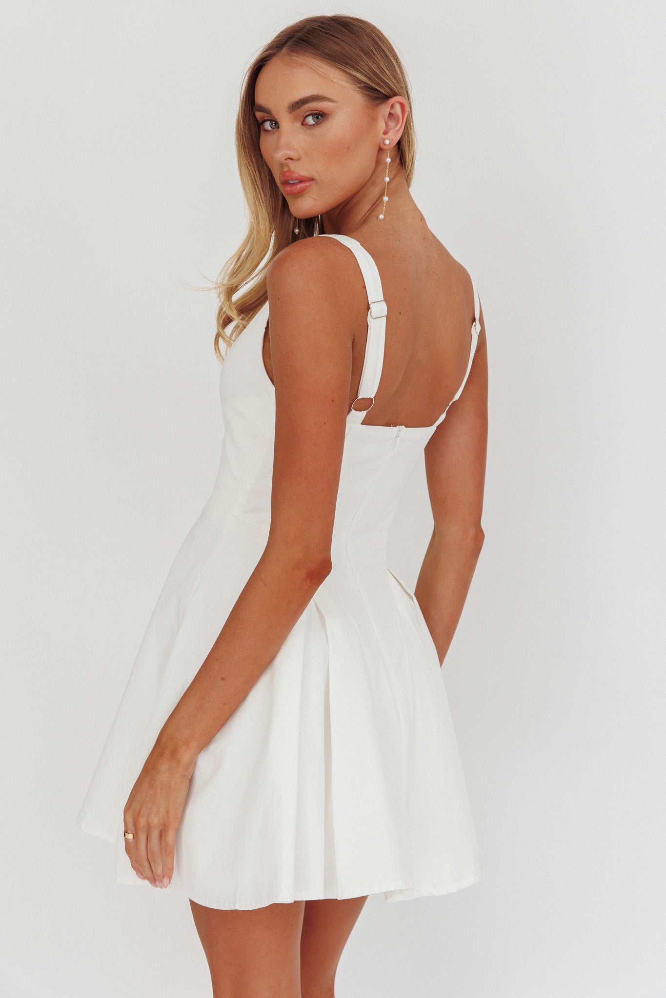Get My Attention A-Line Mini Dress White-Maymioy