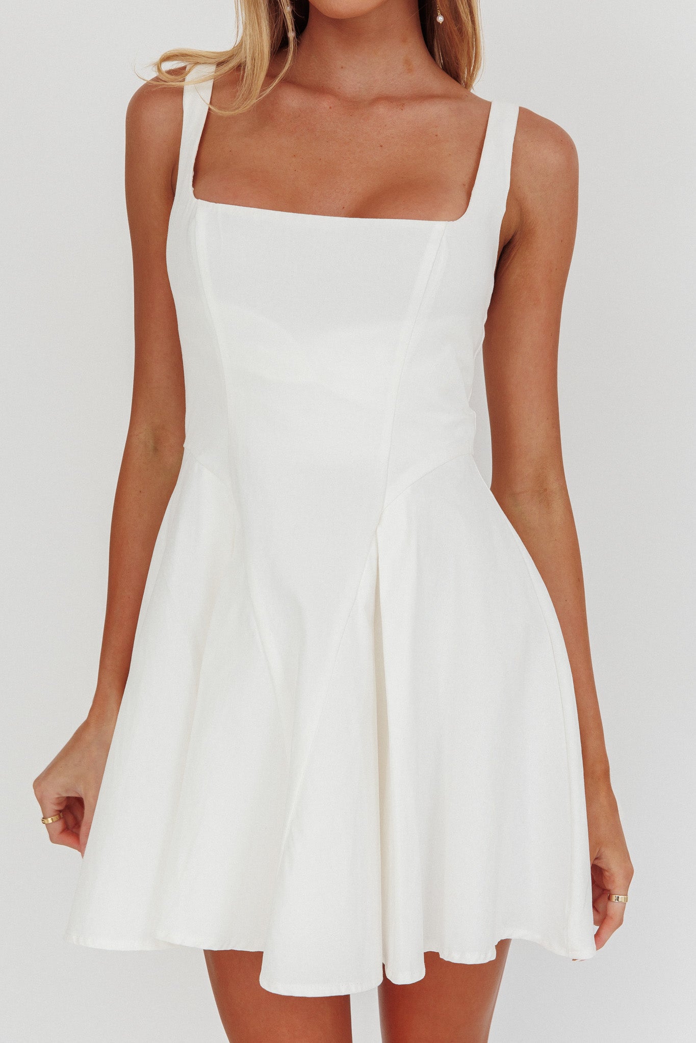 Get My Attention A-Line Mini Dress White-Maymioy