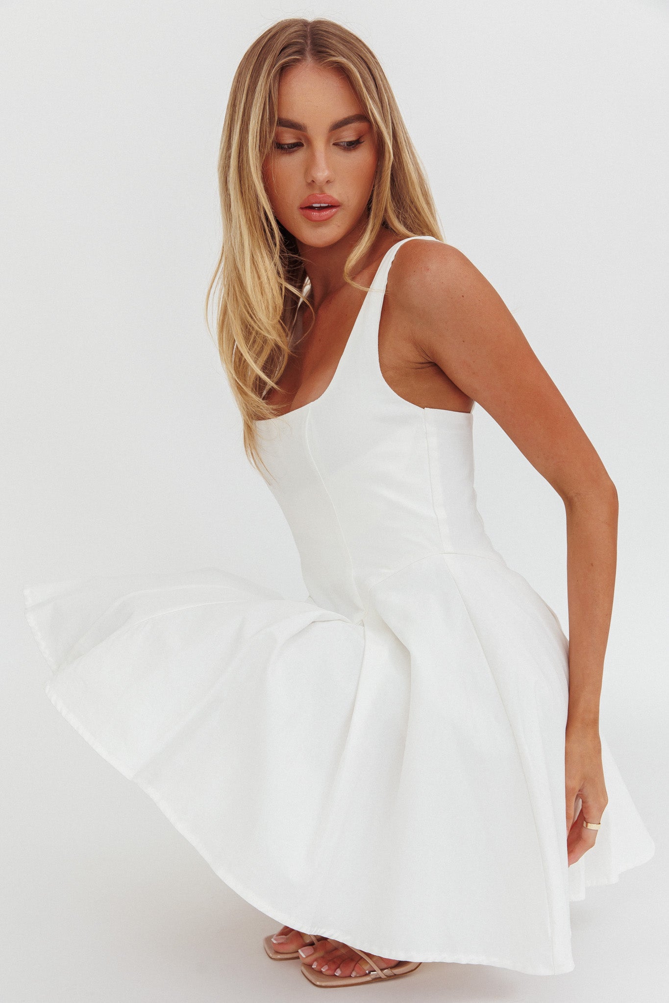 Get My Attention A-Line Mini Dress White-Maymioy