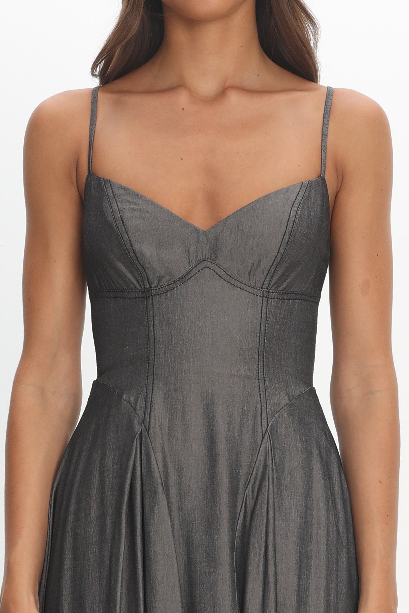 Take It All Cami Strap Midi Dress Charcoal-Maymioy