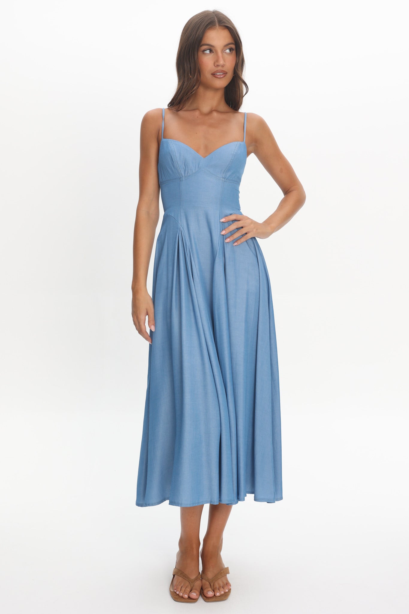 Take It All Cami Strap Midi Dress Light Blue-Maymioy