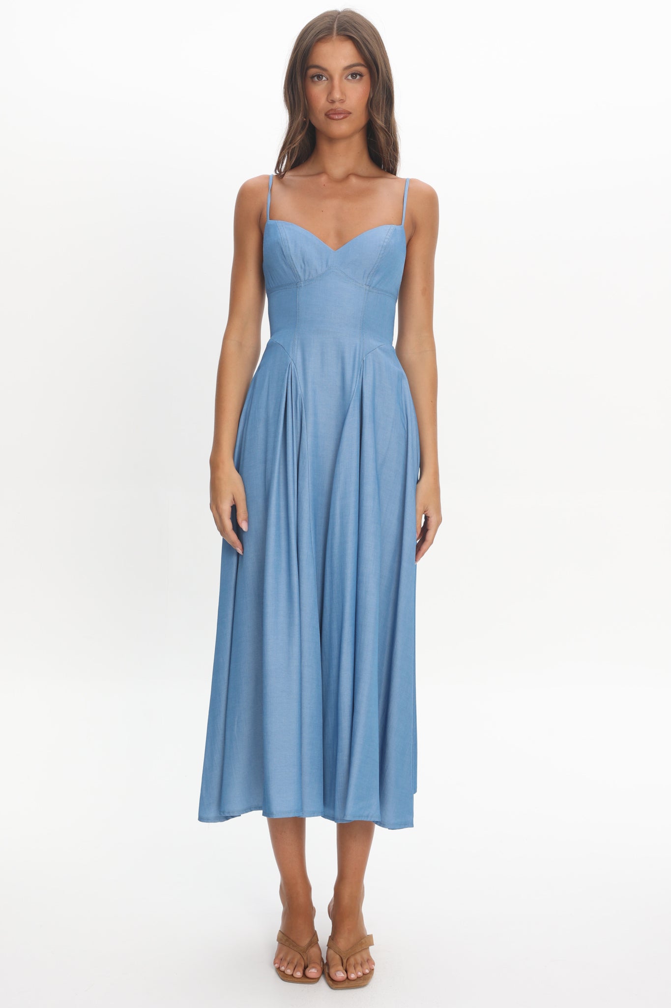 Take It All Cami Strap Midi Dress Light Blue-Maymioy