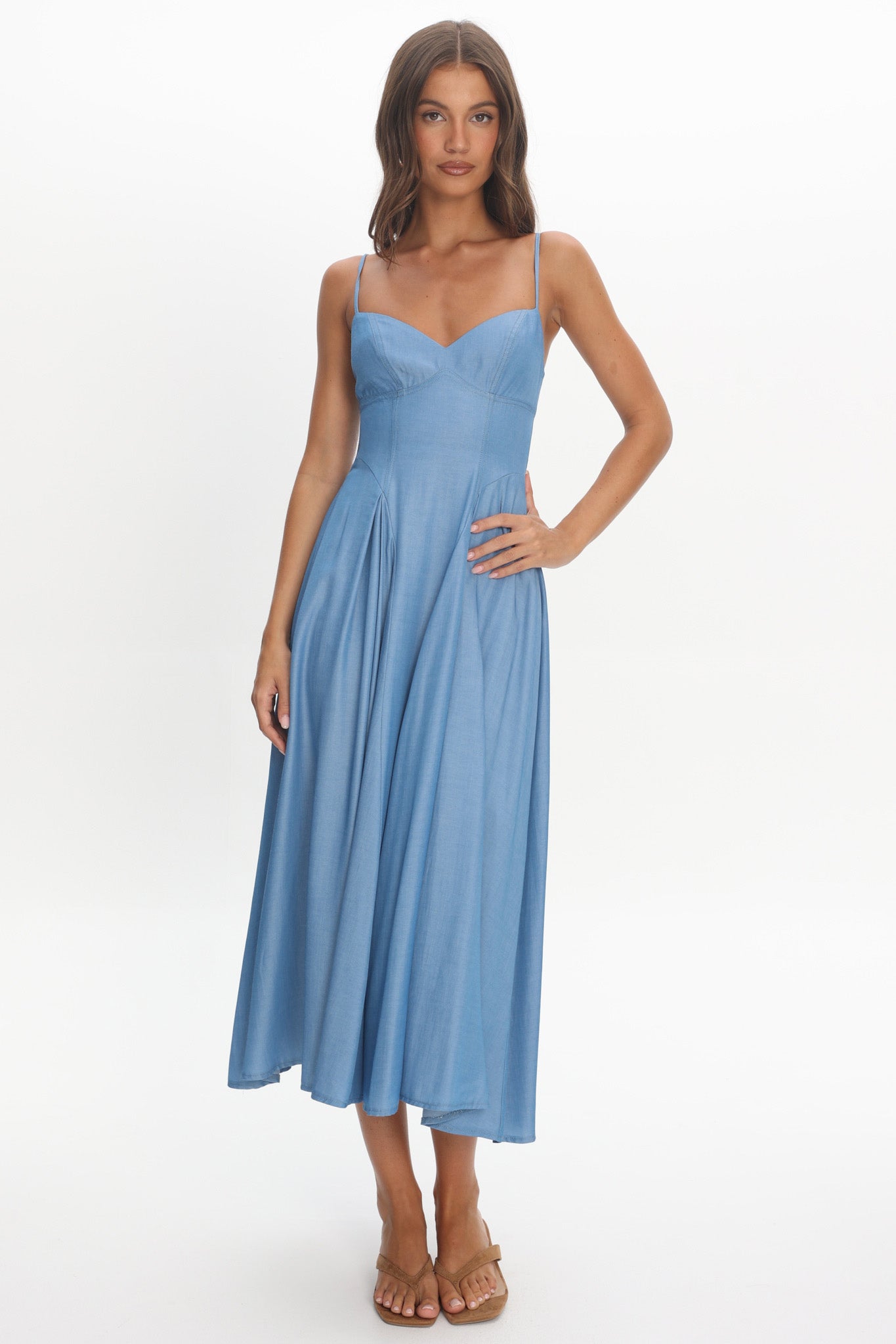 Take It All Cami Strap Midi Dress Light Blue-Maymioy