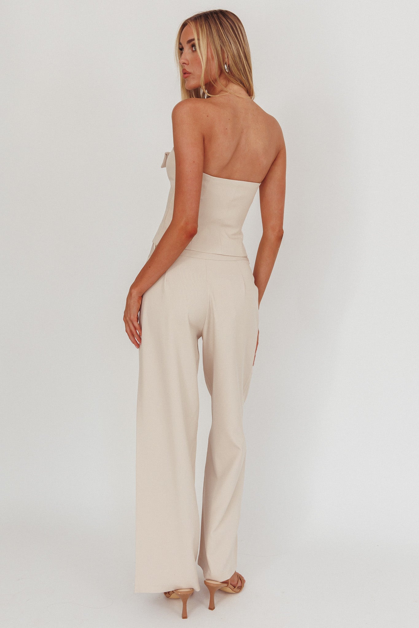 Ishani Hardware Decoration Pants Beige-Maymioy