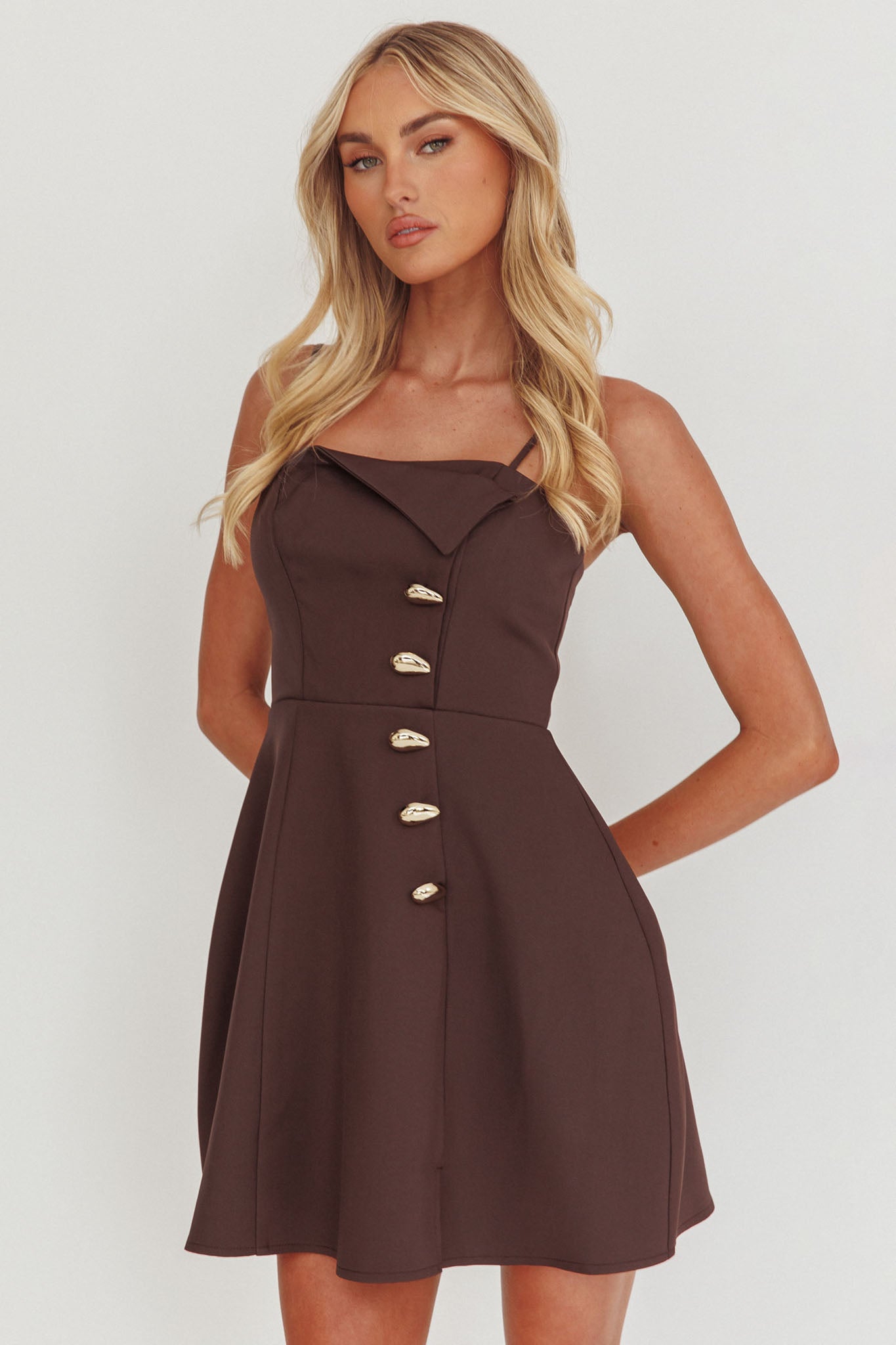 Captivated Button Feature Mini Dress Coco-Maymioy