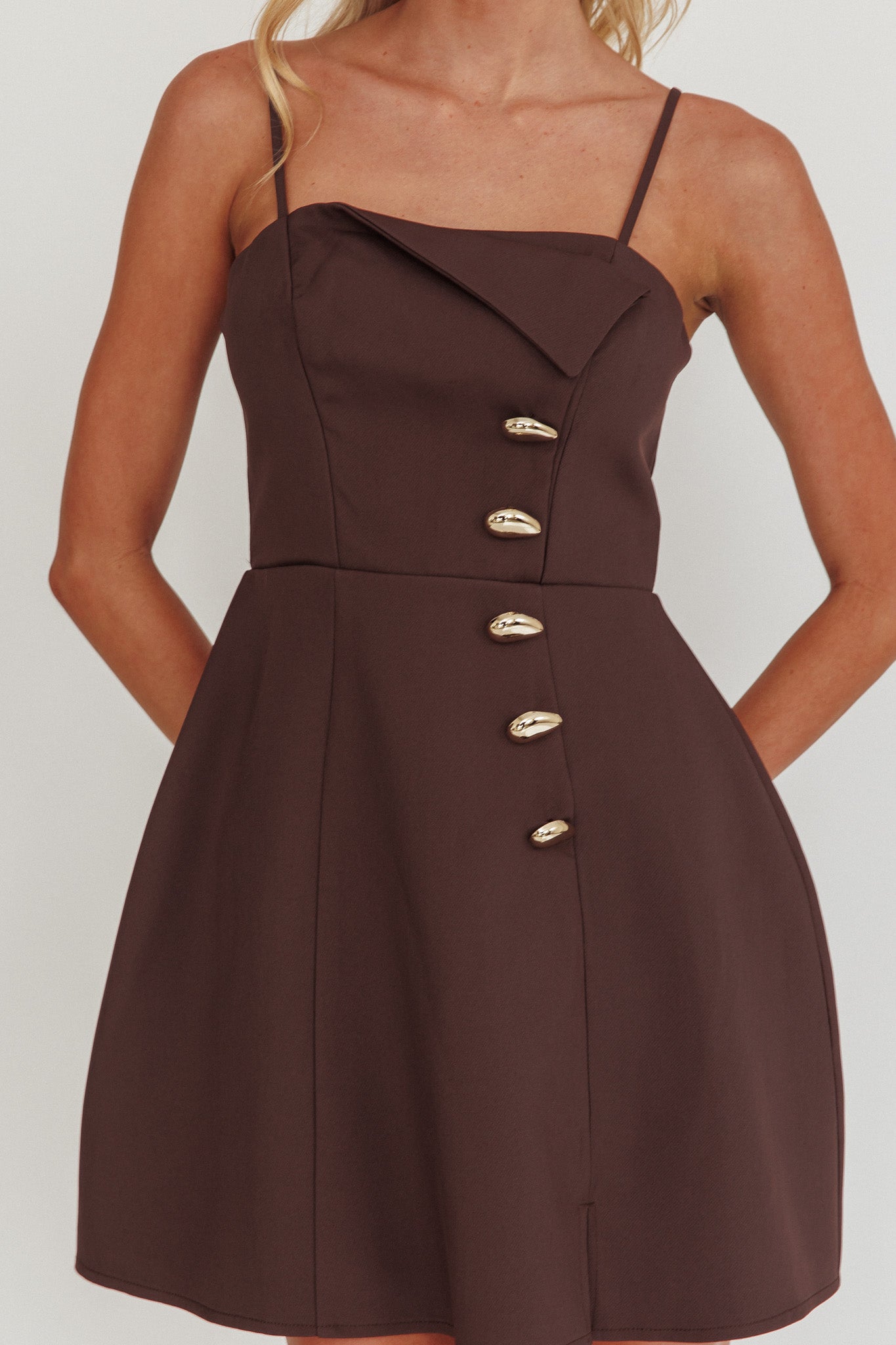 Captivated Button Feature Mini Dress Coco-Maymioy