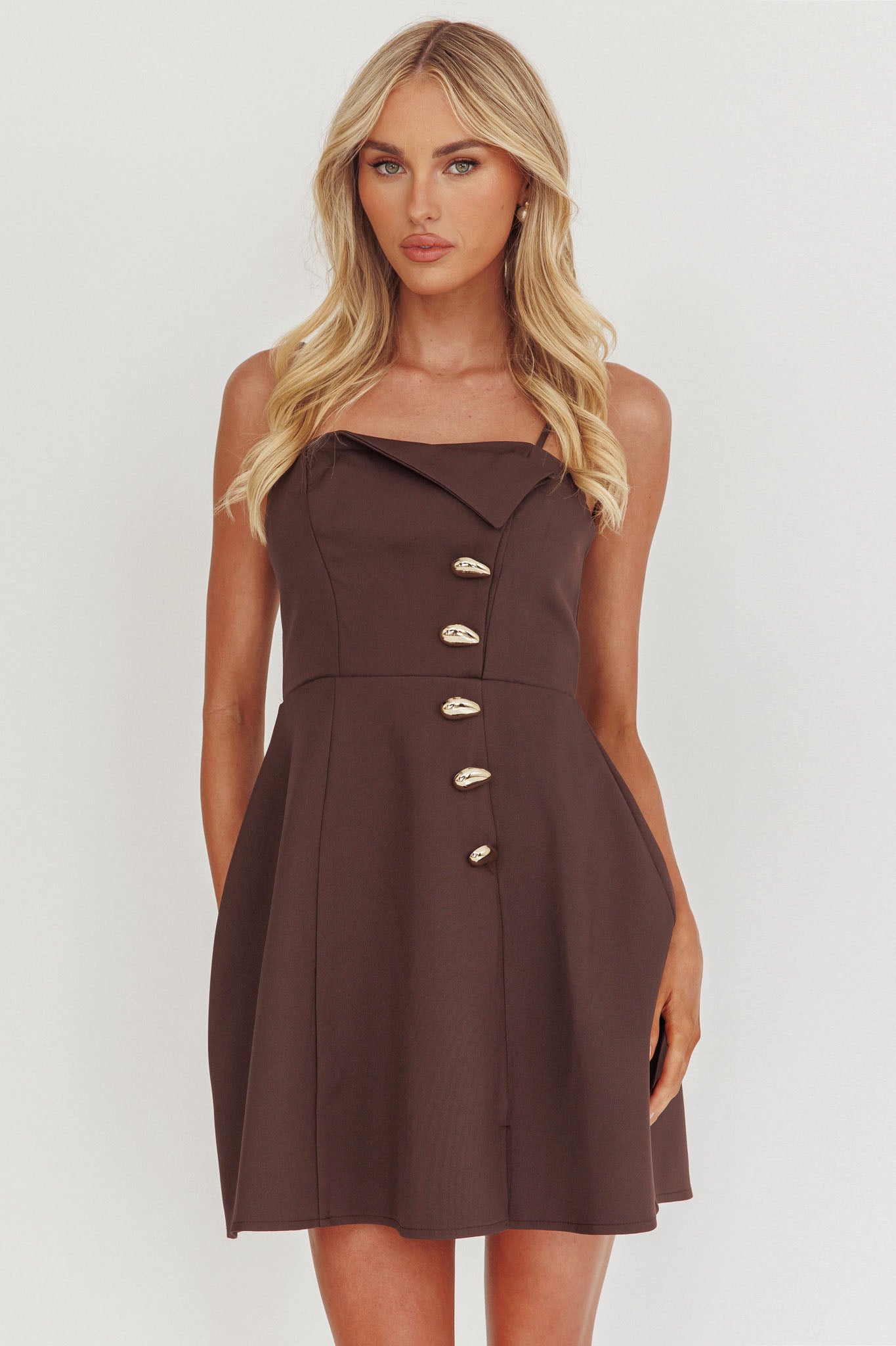 Captivated Button Feature Mini Dress Coco-Maymioy