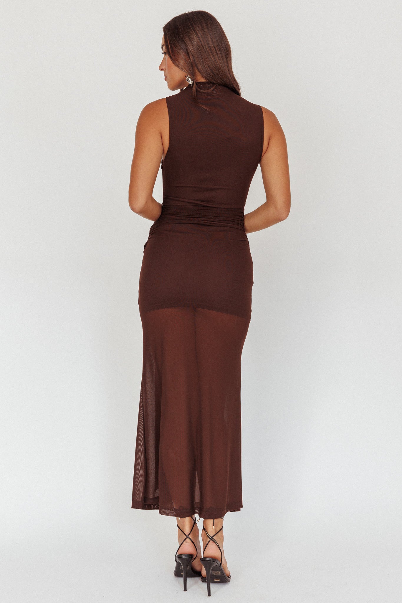 Girl's Night Waist Sash Maxi Dress Chocolate-Maymioy
