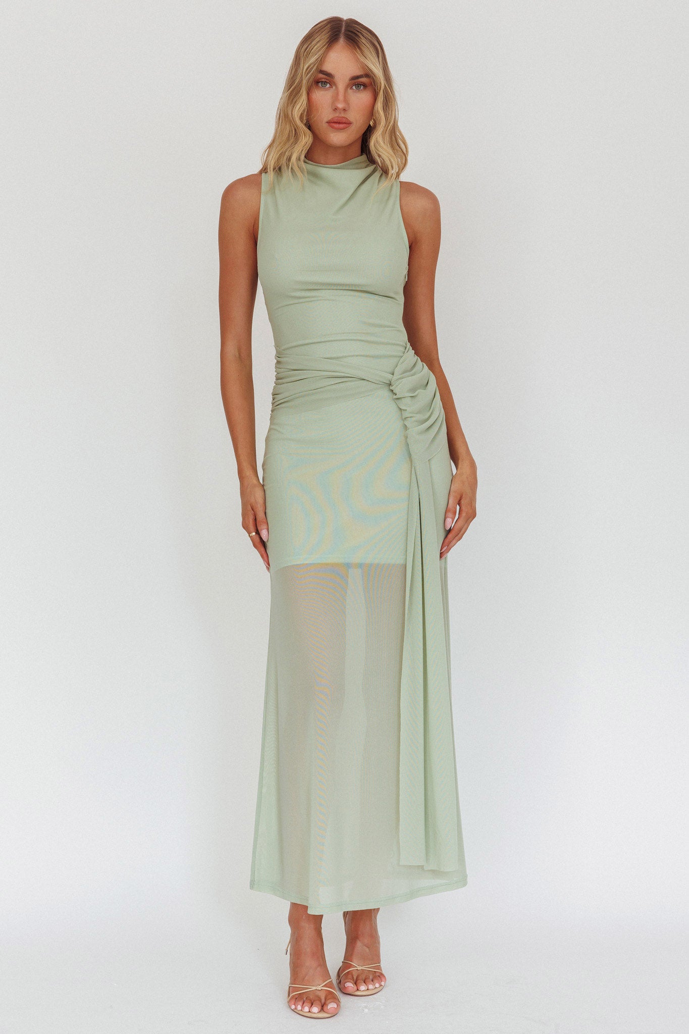 Girl's Night Waist Sash Maxi Dress Sage-Maymioy