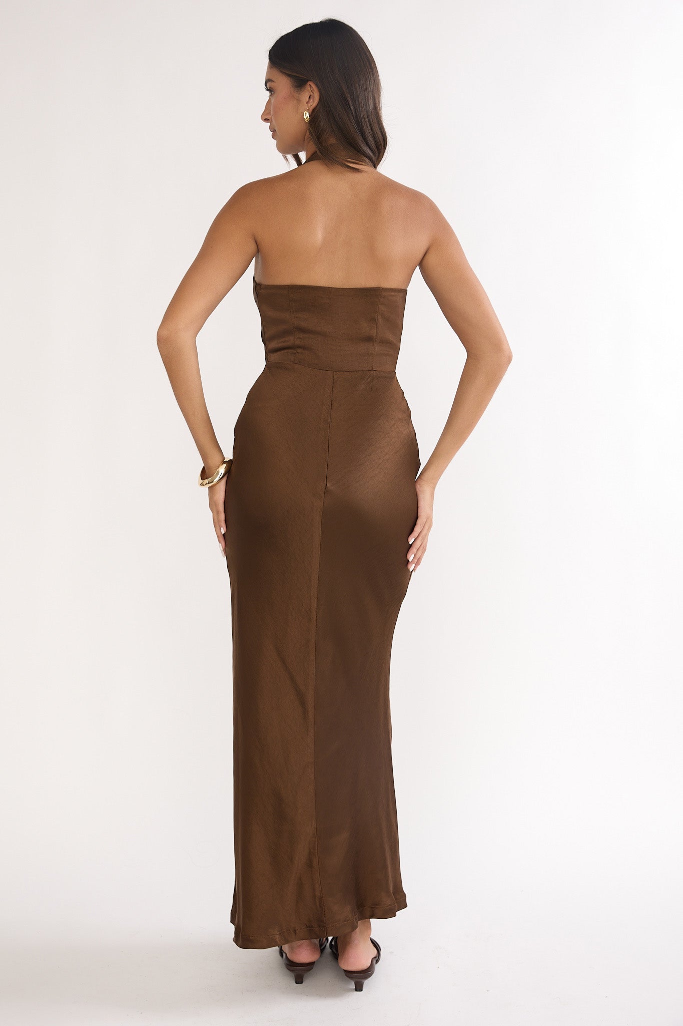 Girl's Night Halterneck Maxi Dress Chocolate-Maymioy