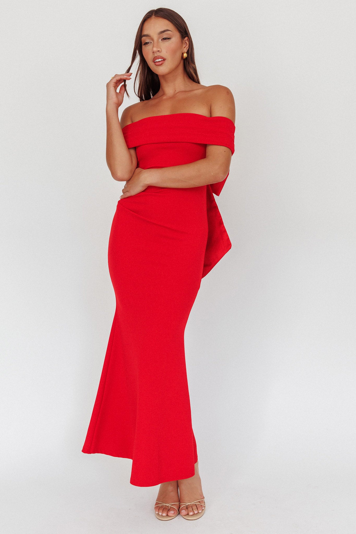 Dancing Queens Bow Back Maxi Dress Red-Maymioy