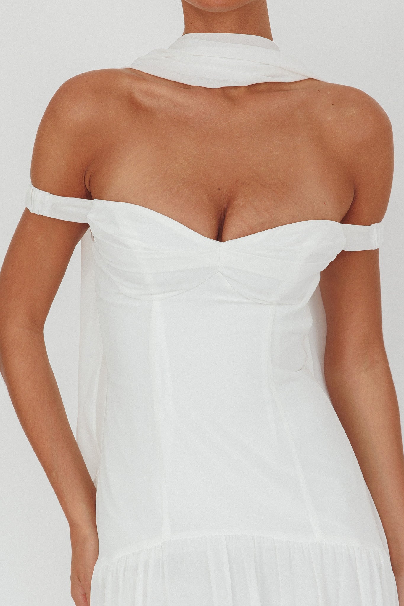 Kaycee Drop Waist Maxi Dress White-Maymioy