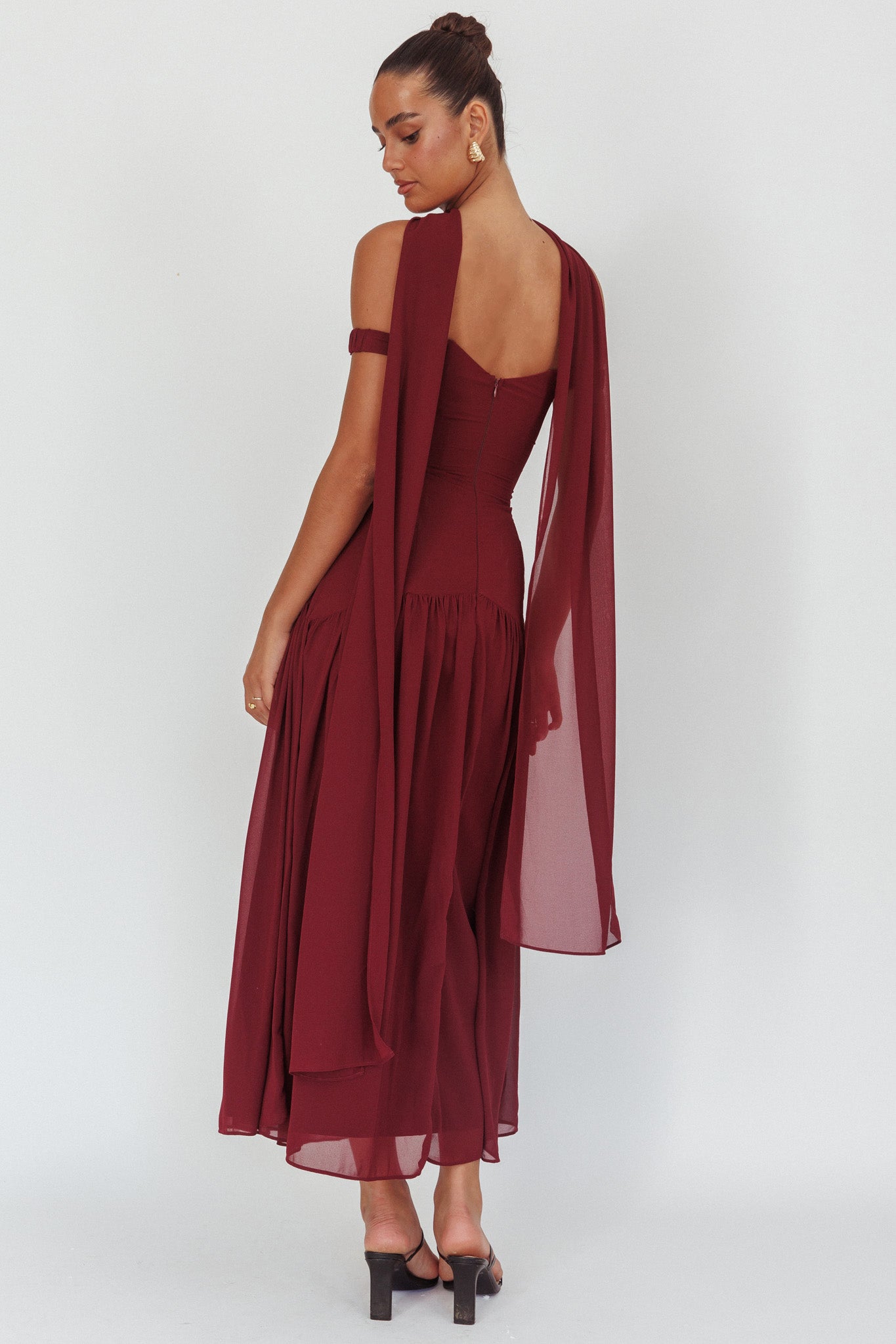 Kaycee Drop Waist Maxi Dress Wine-Maymioy