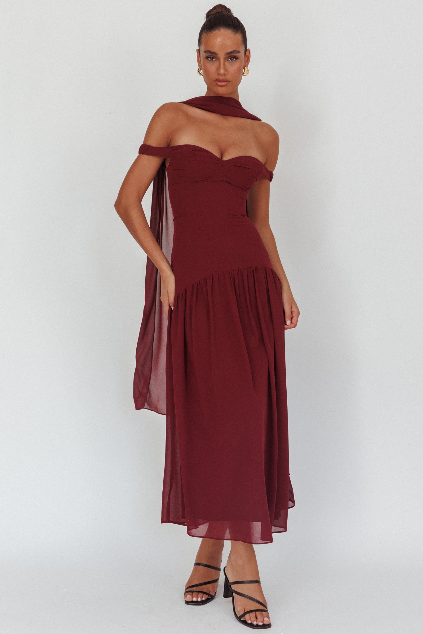 Kaycee Drop Waist Maxi Dress Wine-Maymioy