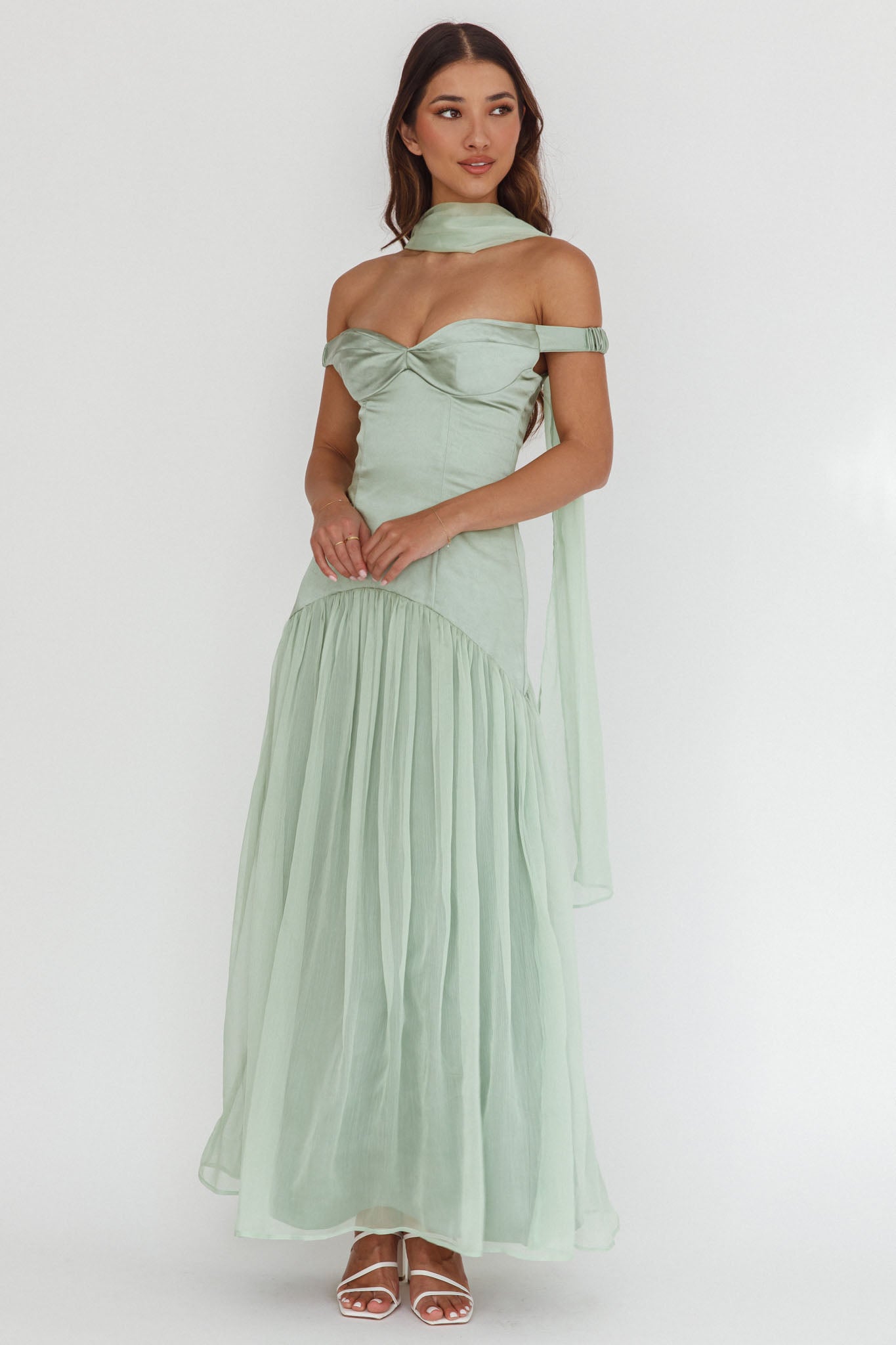 Kaycee Drop Waist Maxi Dress Sage-Maymioy