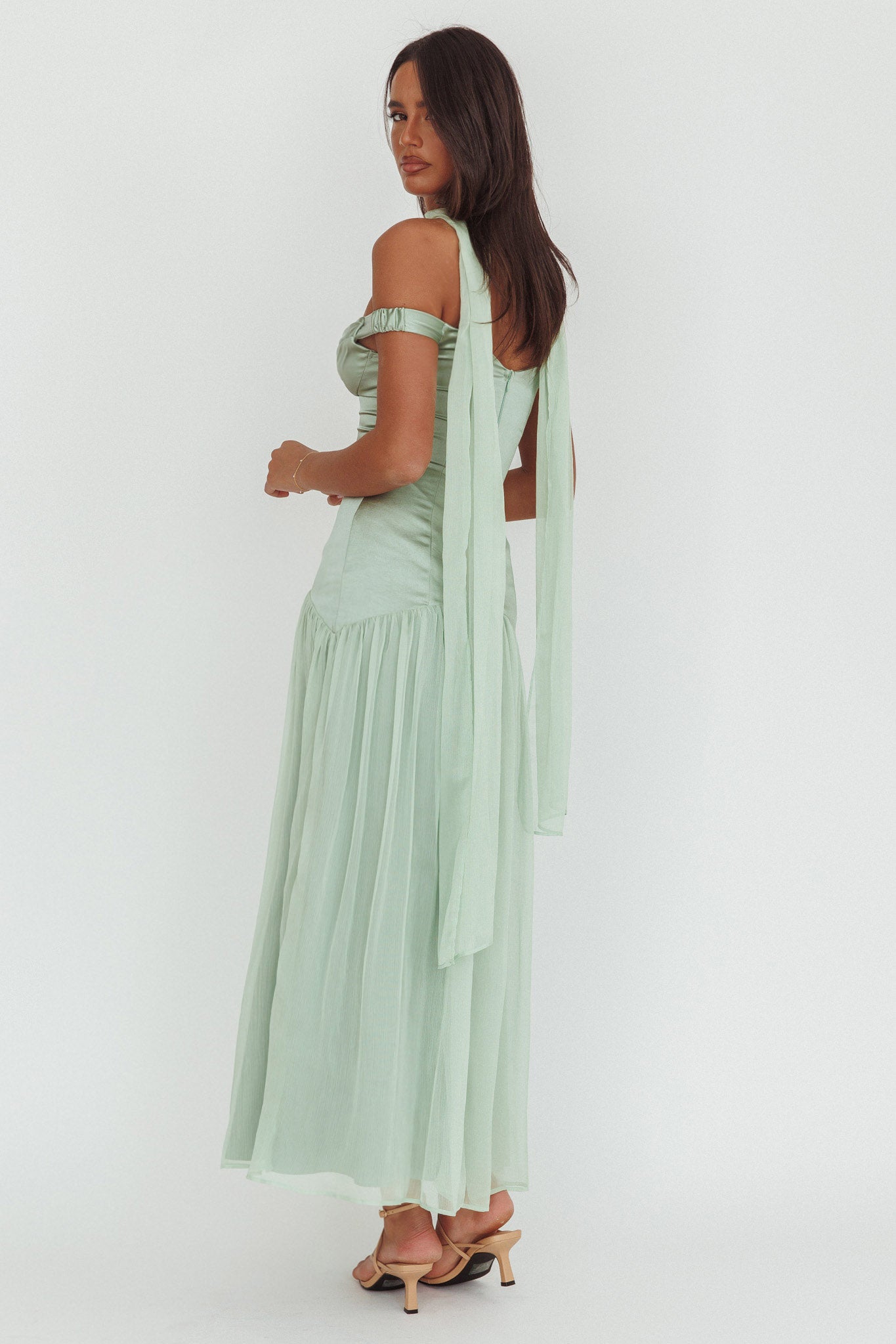 Kaycee Drop Waist Maxi Dress Sage-Maymioy