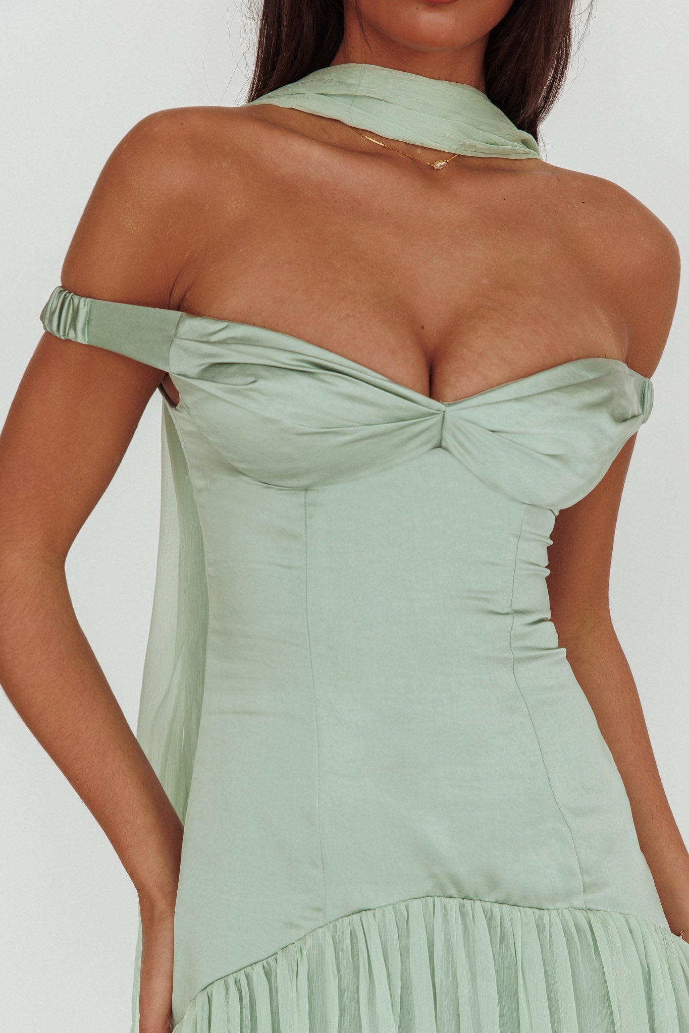 Kaycee Drop Waist Maxi Dress Sage-Maymioy