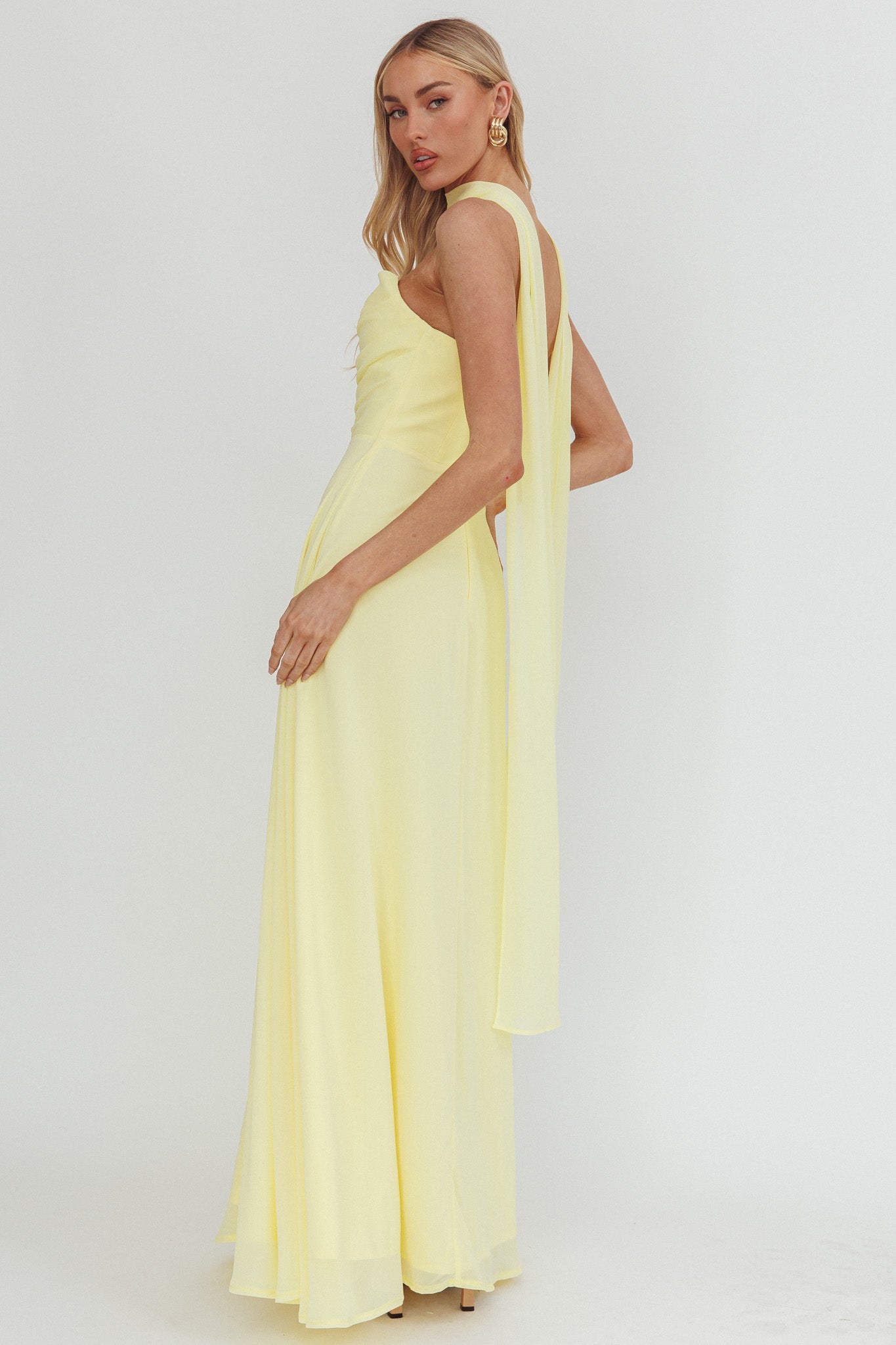 Kaycee Strapless Scarf Maxi Dress Yellow-Maymioy