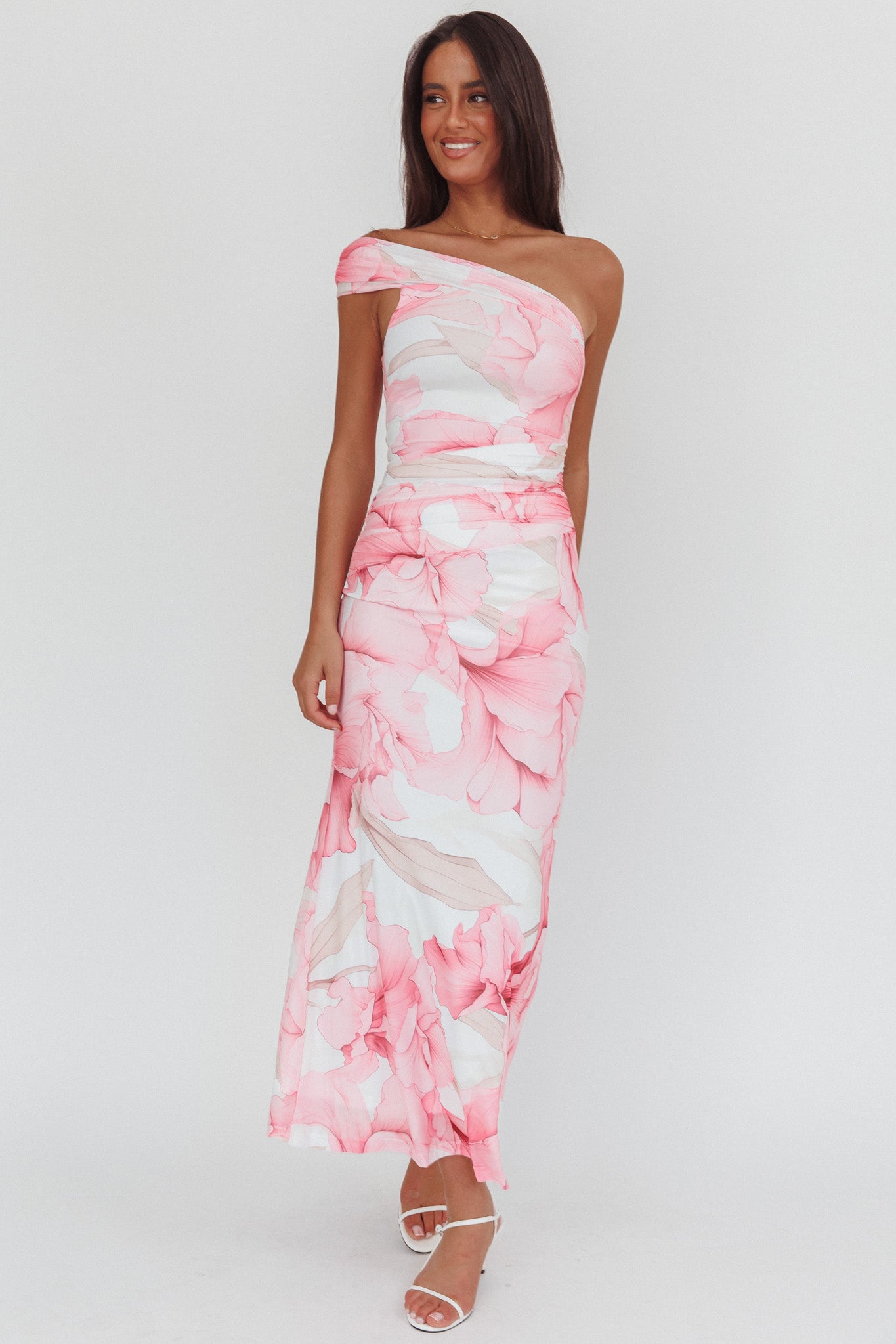 Gala One-Shoulder Maxi Dress Orchid Pink-Maymioy