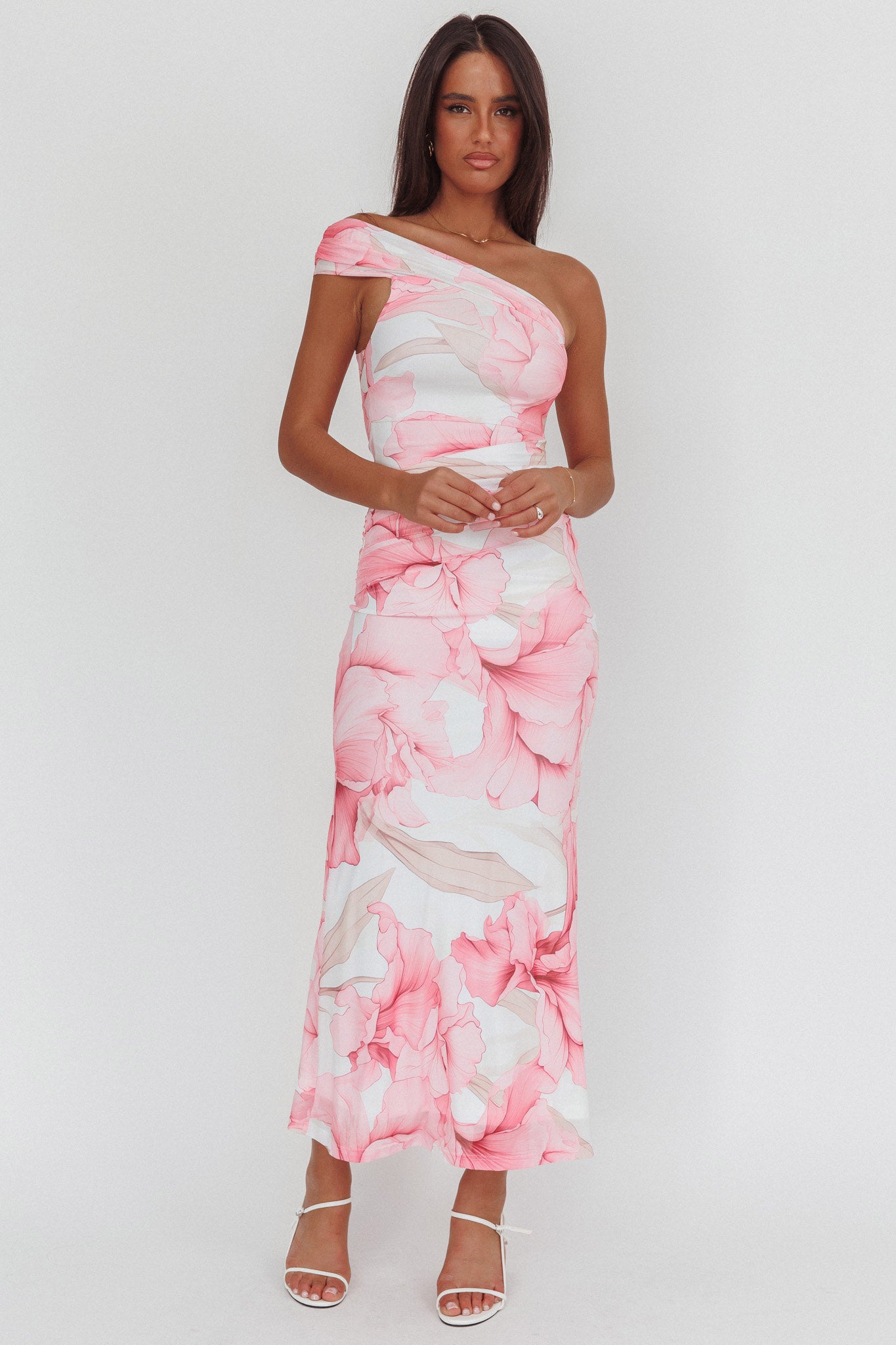 Gala One-Shoulder Maxi Dress Orchid Pink-Maymioy