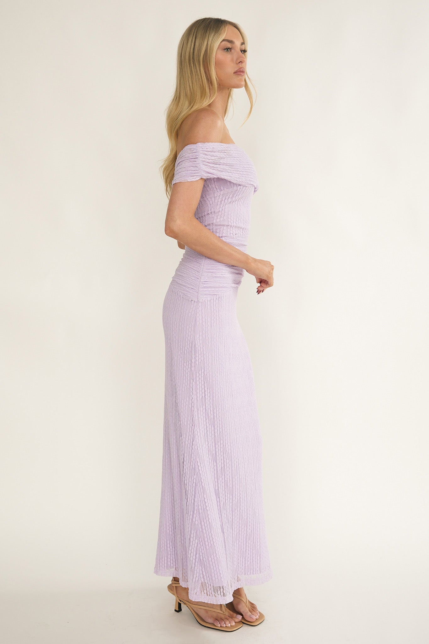 Gala One-Shoulder Textured Maxi Dress Lilac-Maymioy