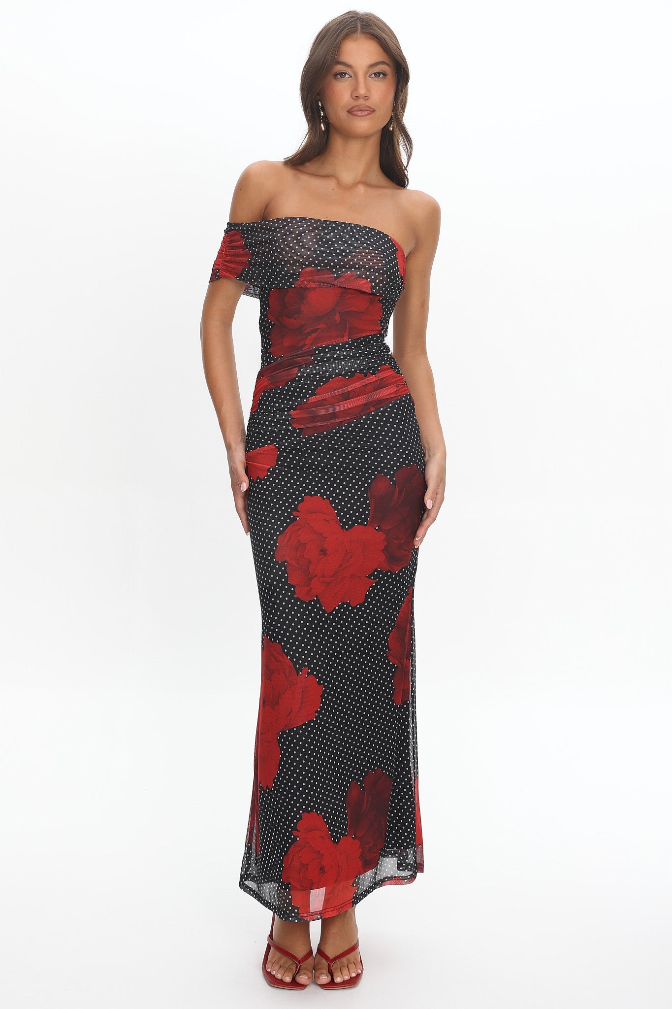 Gala One-Shoulder Maxi Dress Rose Black-Maymioy