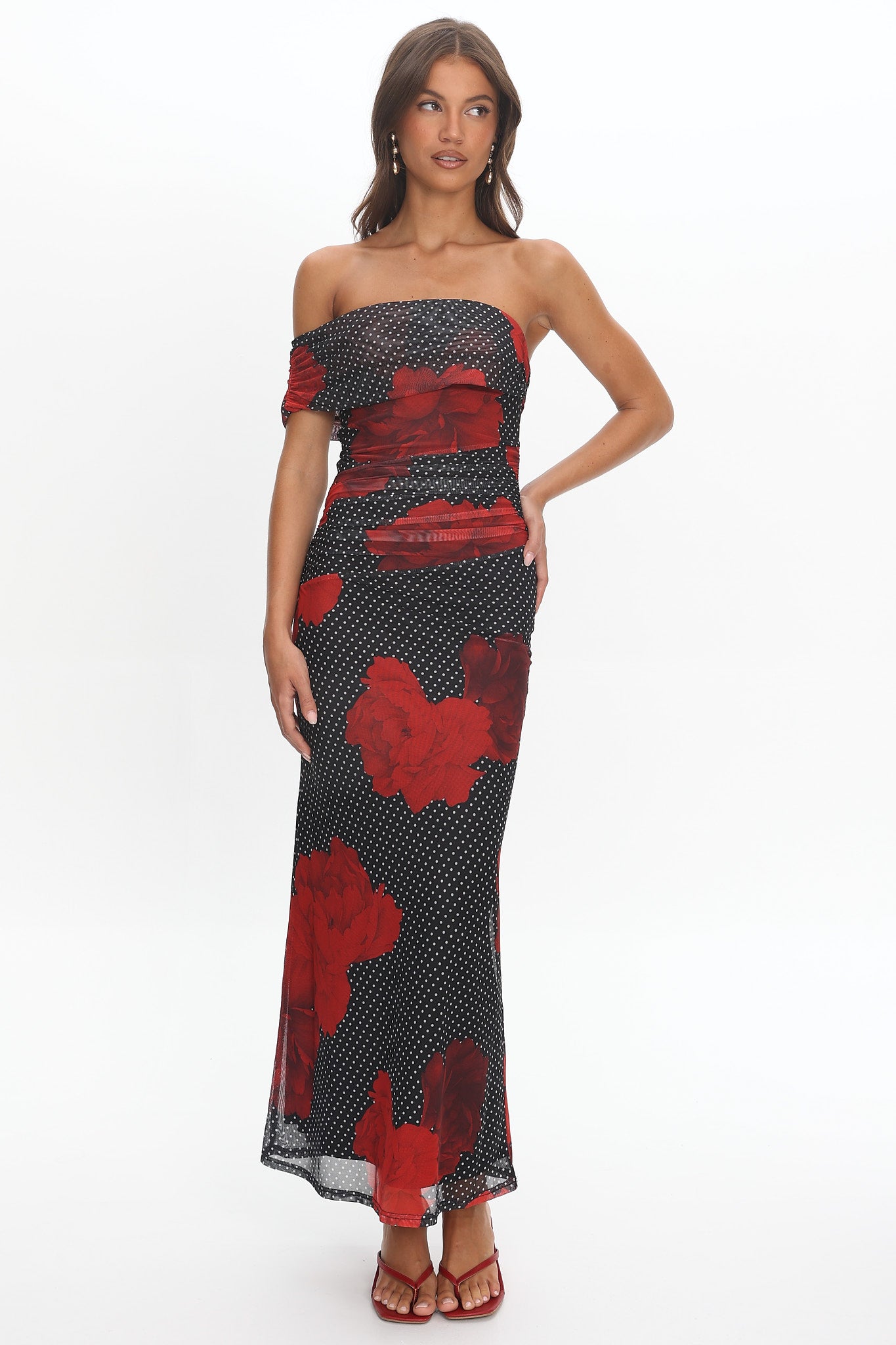 Gala One-Shoulder Maxi Dress Rose Black-Maymioy