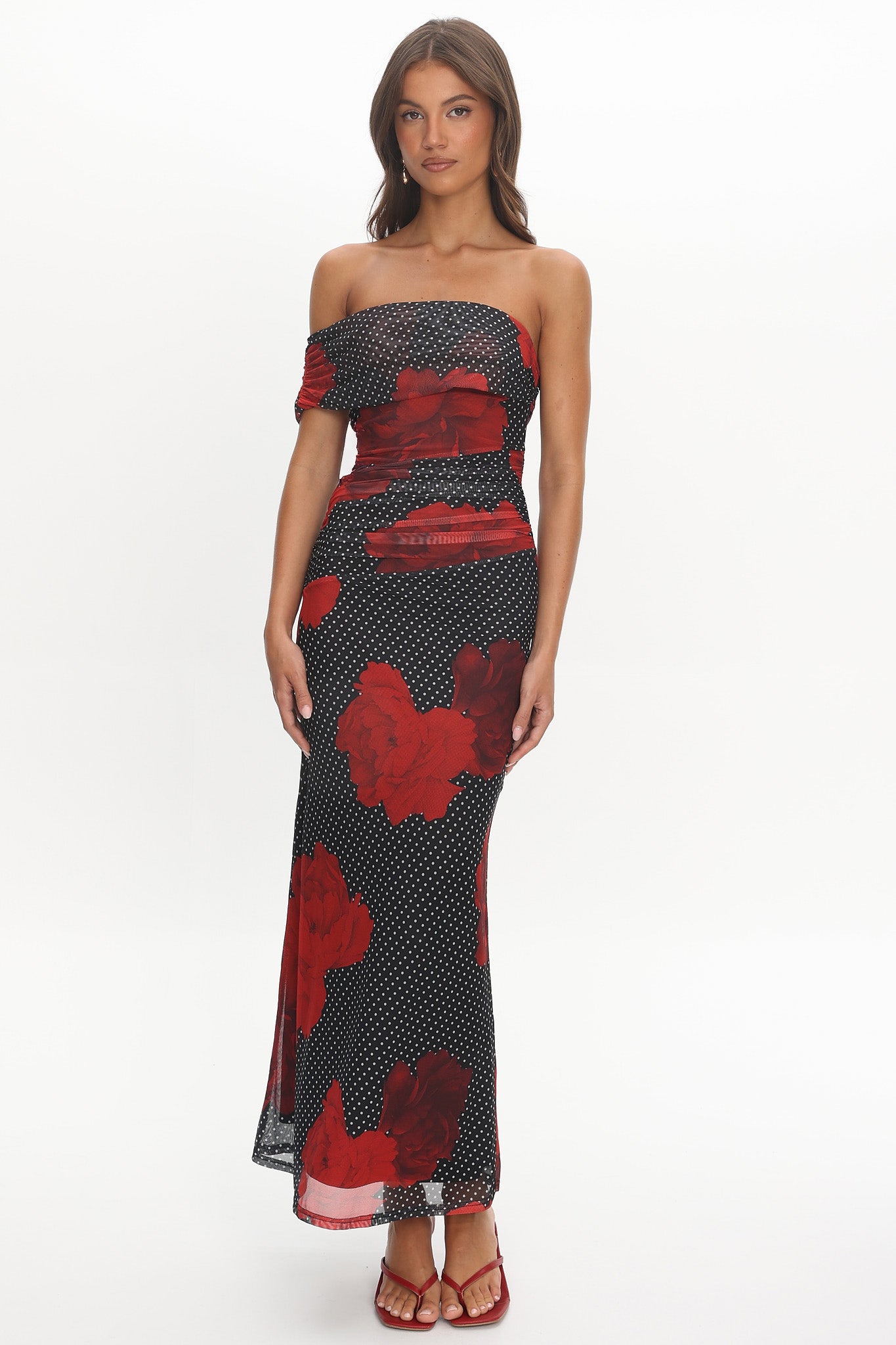 Gala One-Shoulder Maxi Dress Rose Black-Maymioy