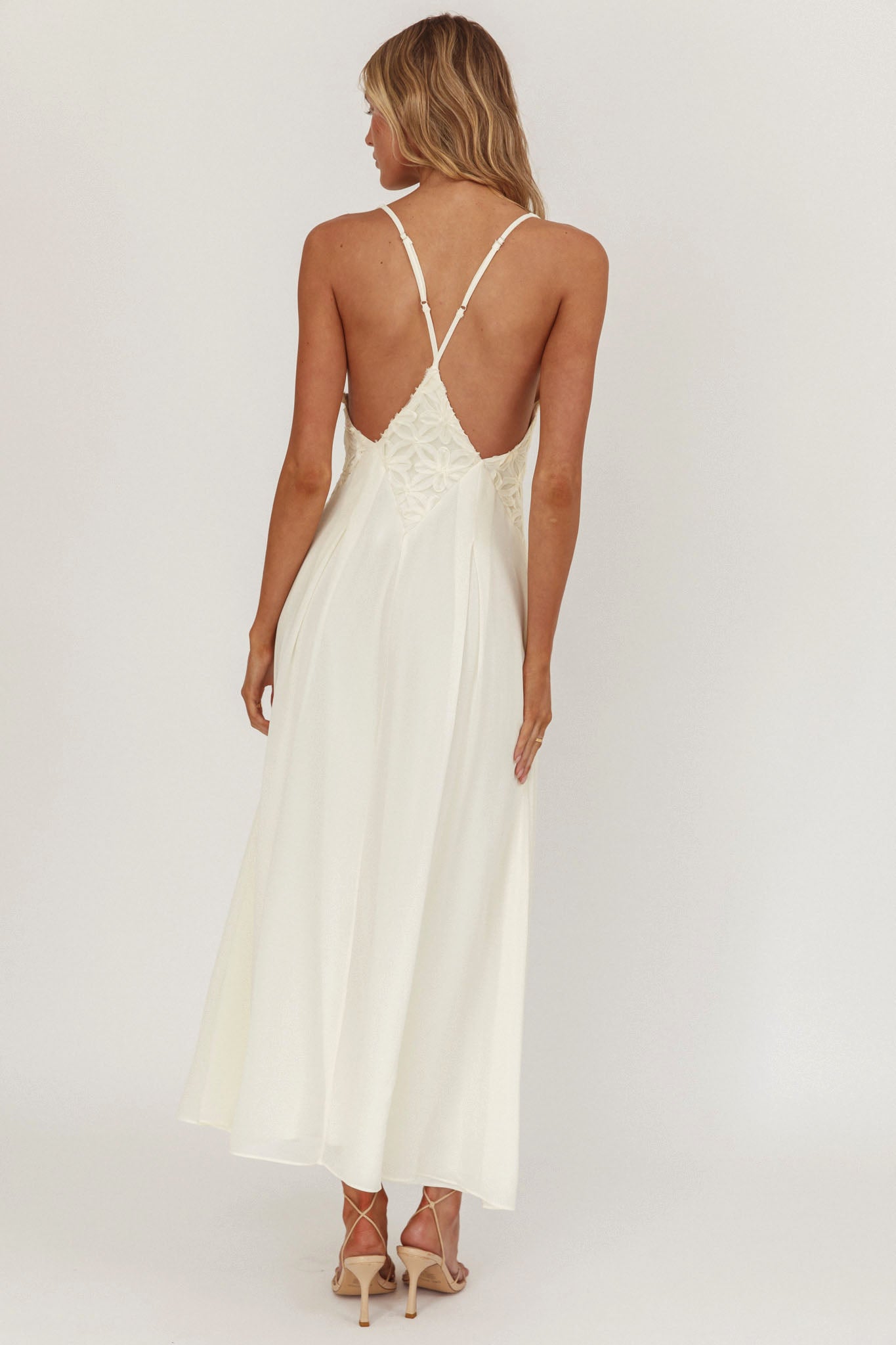 Wildflower Sun Applique Insert Maxi Dress Cream-Maymioy