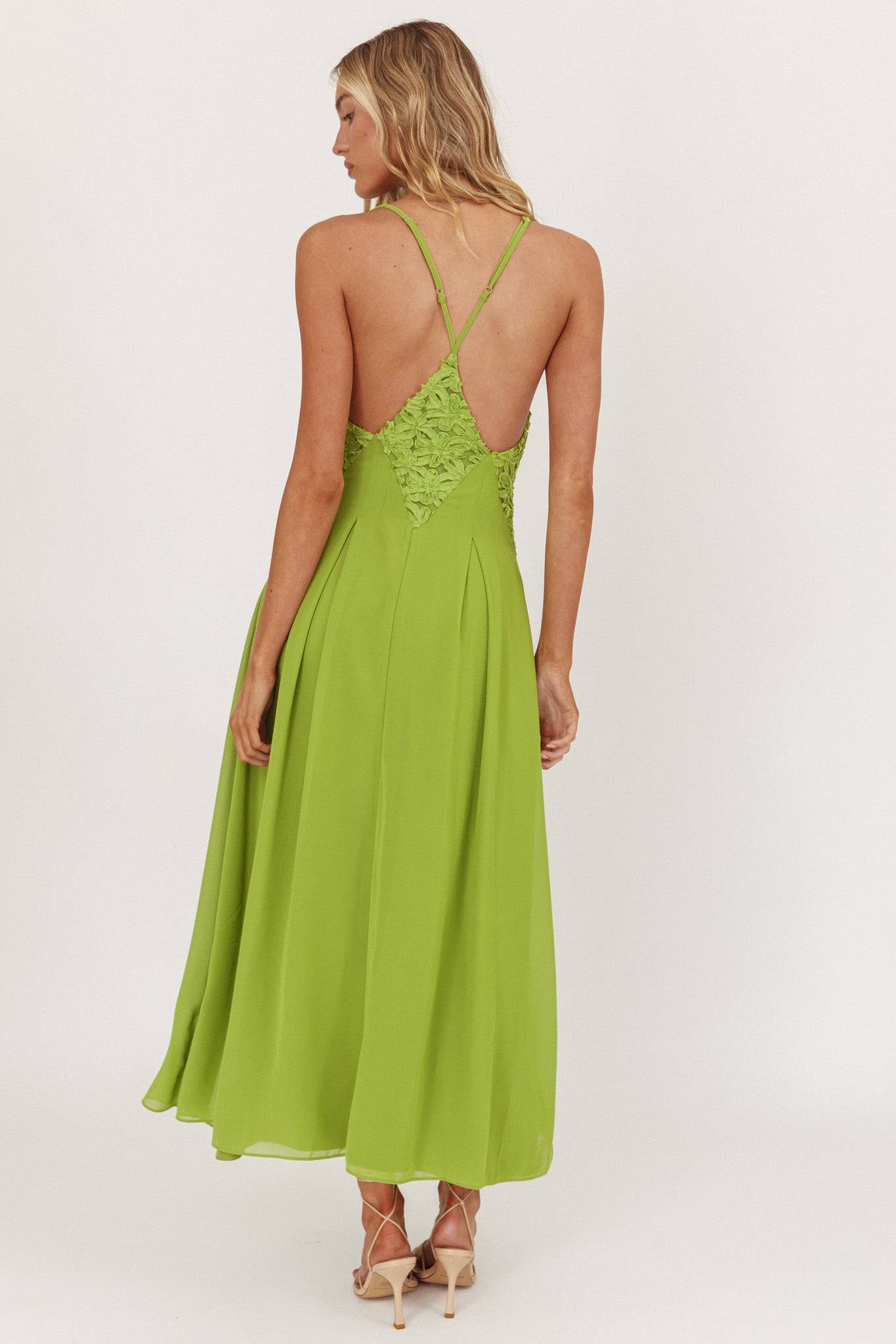 Wildflower Sun Applique Insert Maxi Dress Green-Maymioy