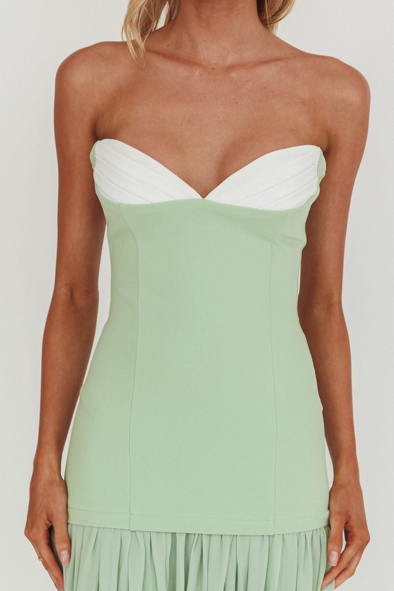 Unspoken Sweetheart Neckline Sheer Hem Maxi Dress Sage-Maymioy