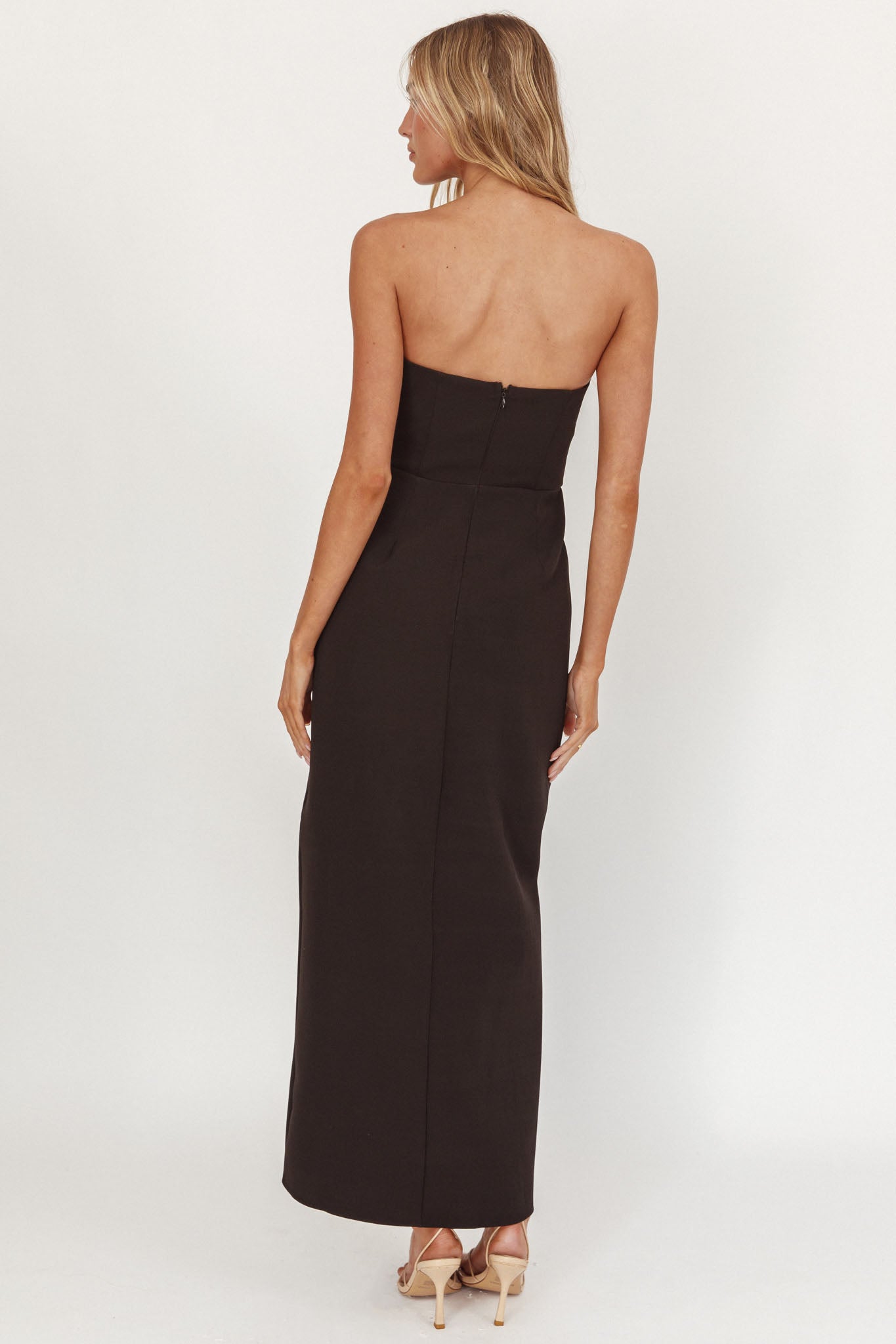 Samanntha Strapless Bow Detail Midi Dress Black-Maymioy