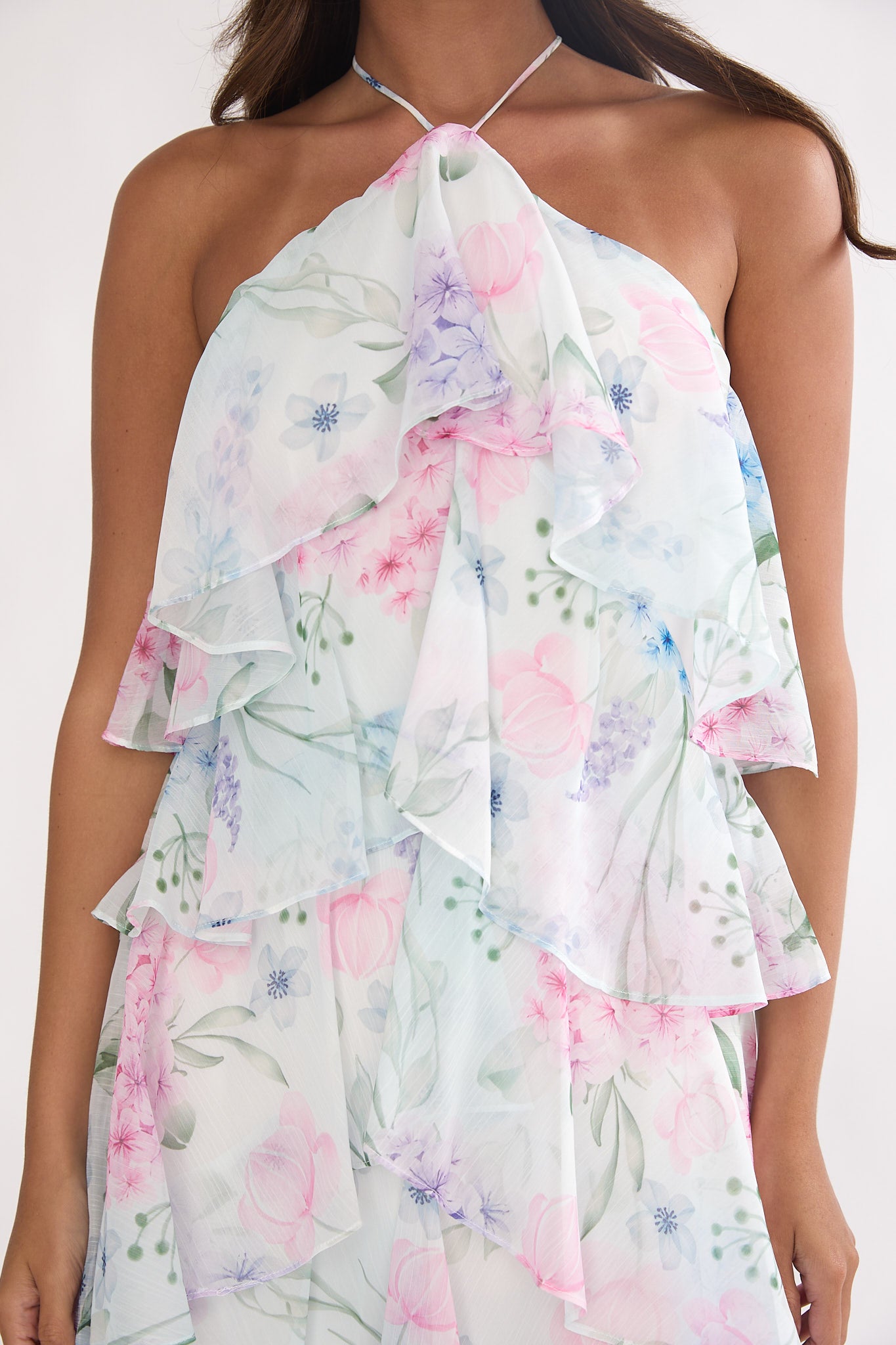 Darylyn Tiered Ruffle Maxi Dress Hydrangea Blue-Maymioy