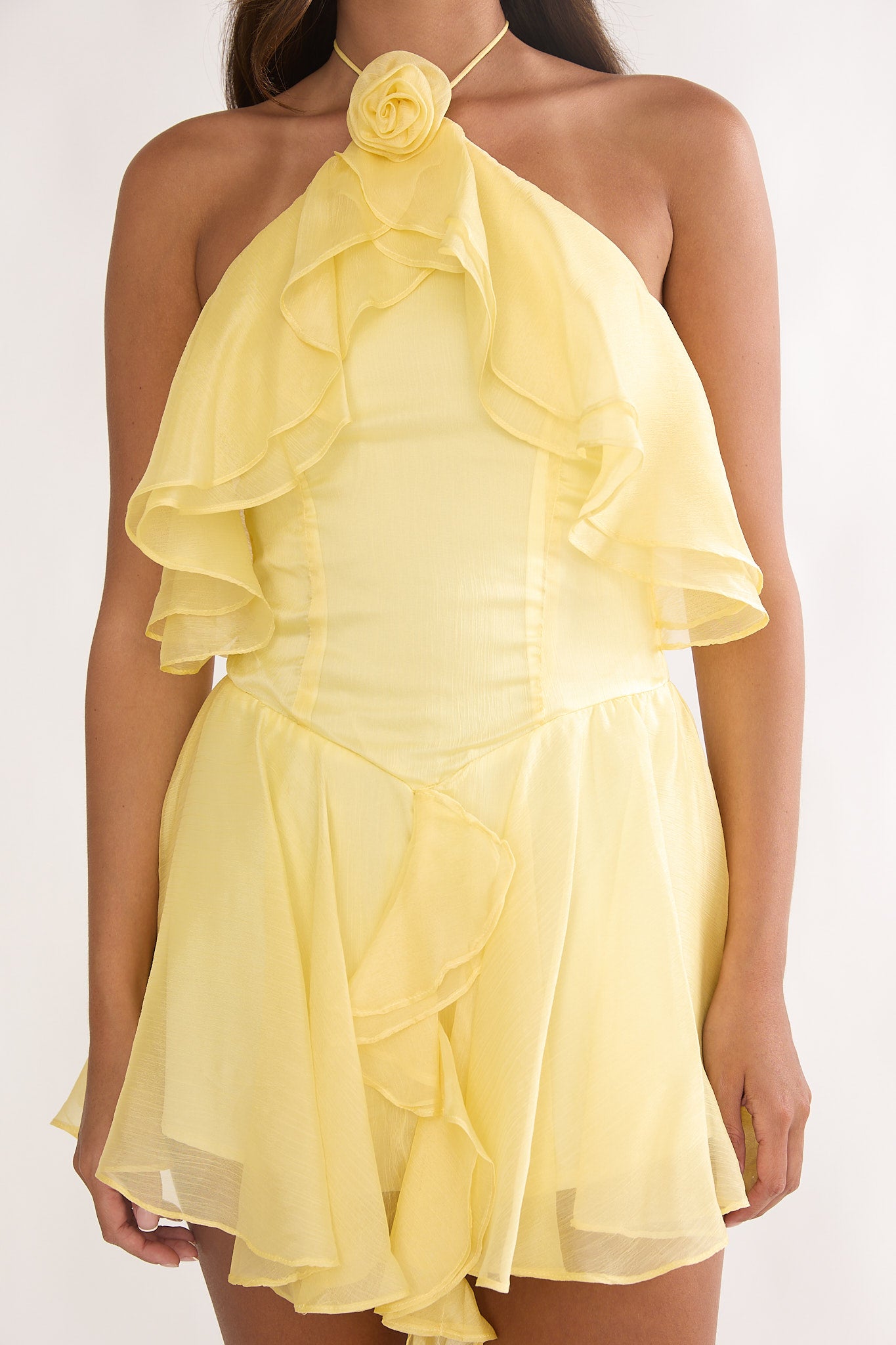 Darylyn Tiered Ruffle Romper Yellow-Maymioy