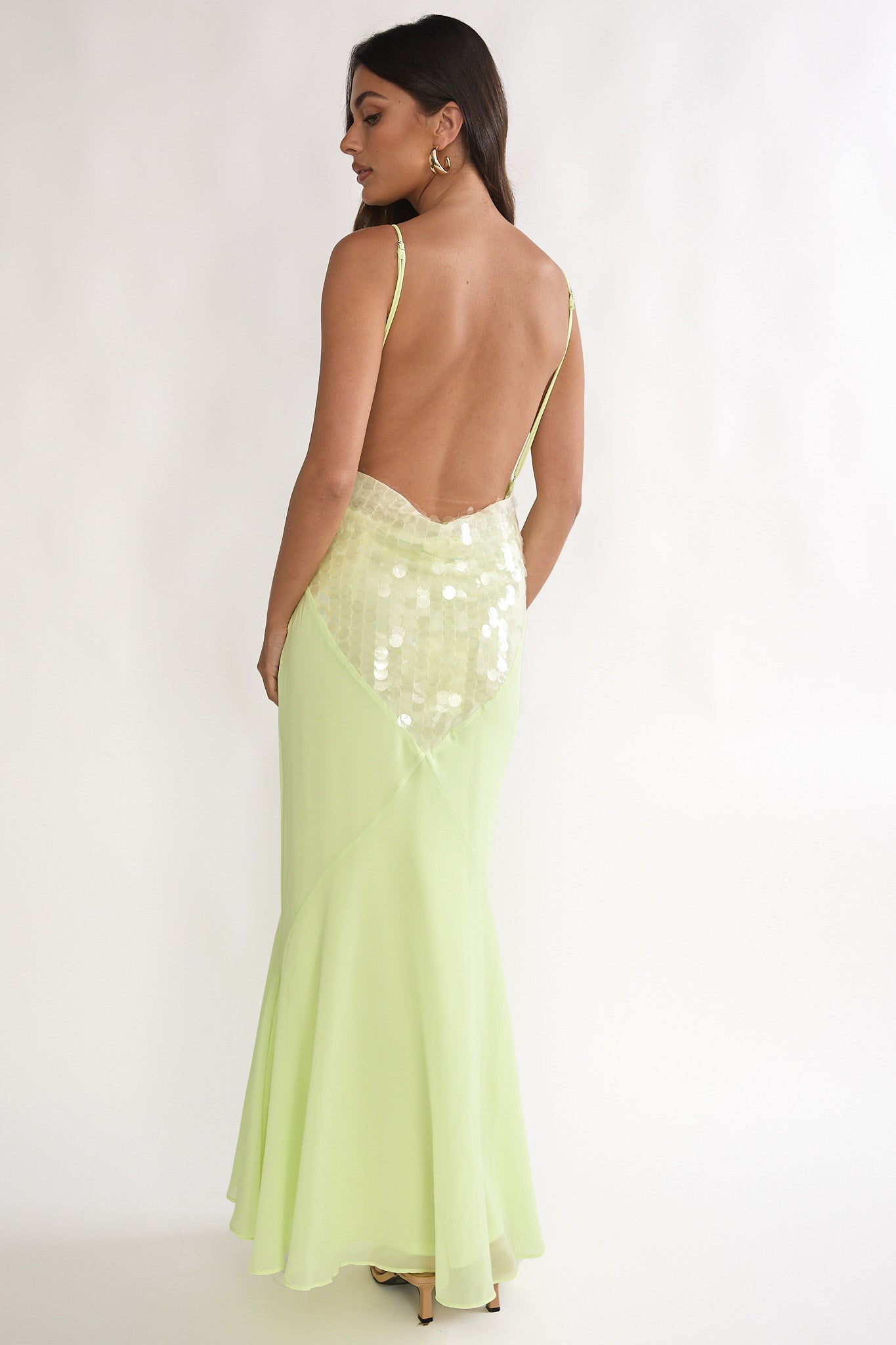 Meranda V-Neck Maxi Dress Sequin Yellow-Maymioy