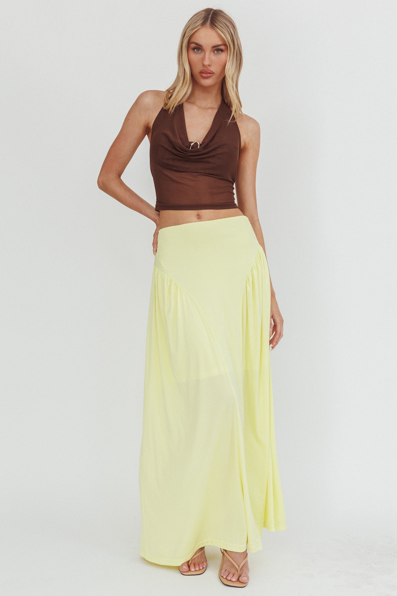Daysun Gathered Panel Maxi Skirt Butter-Maymioy