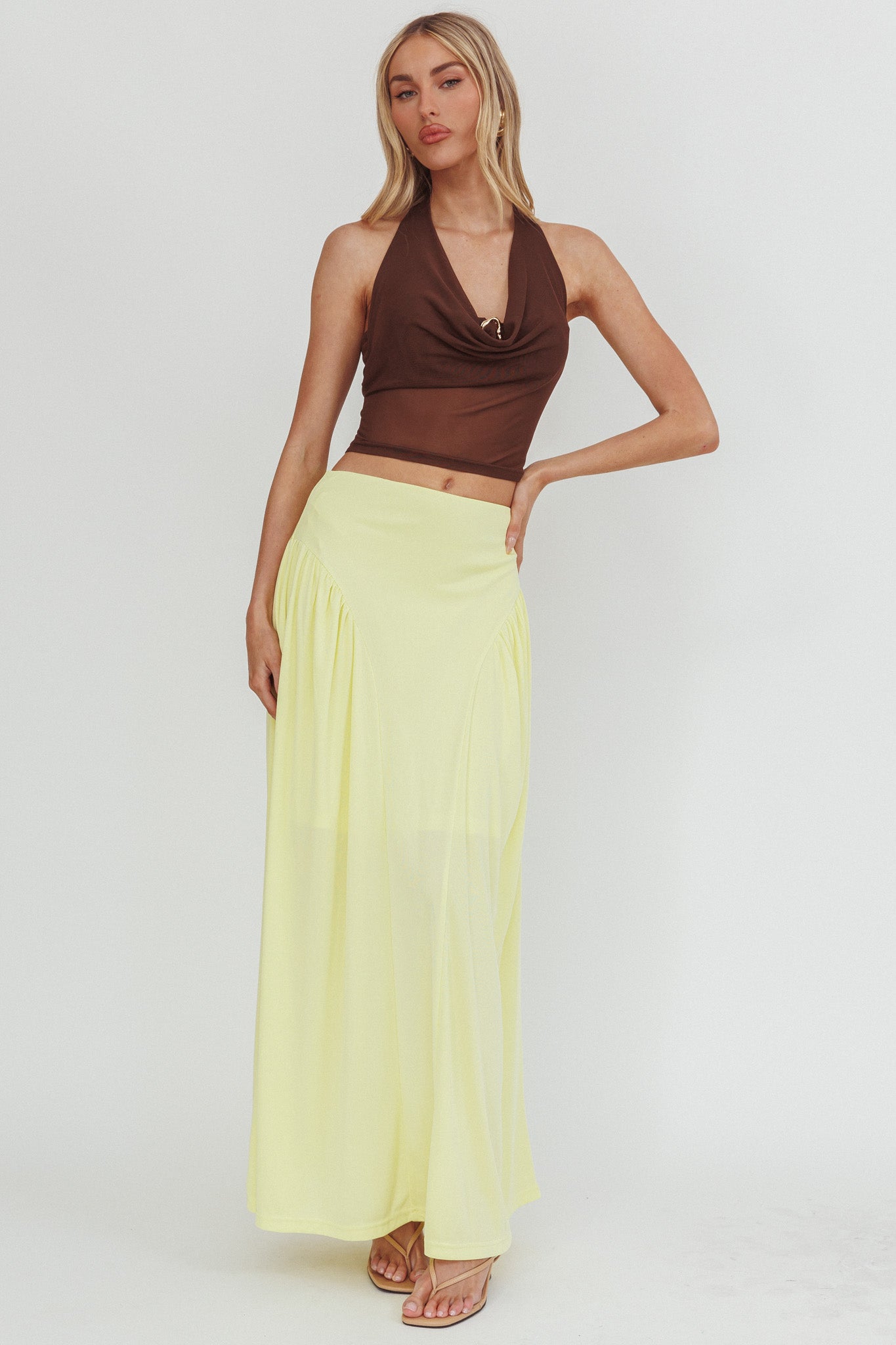 Daysun Gathered Panel Maxi Skirt Butter-Maymioy