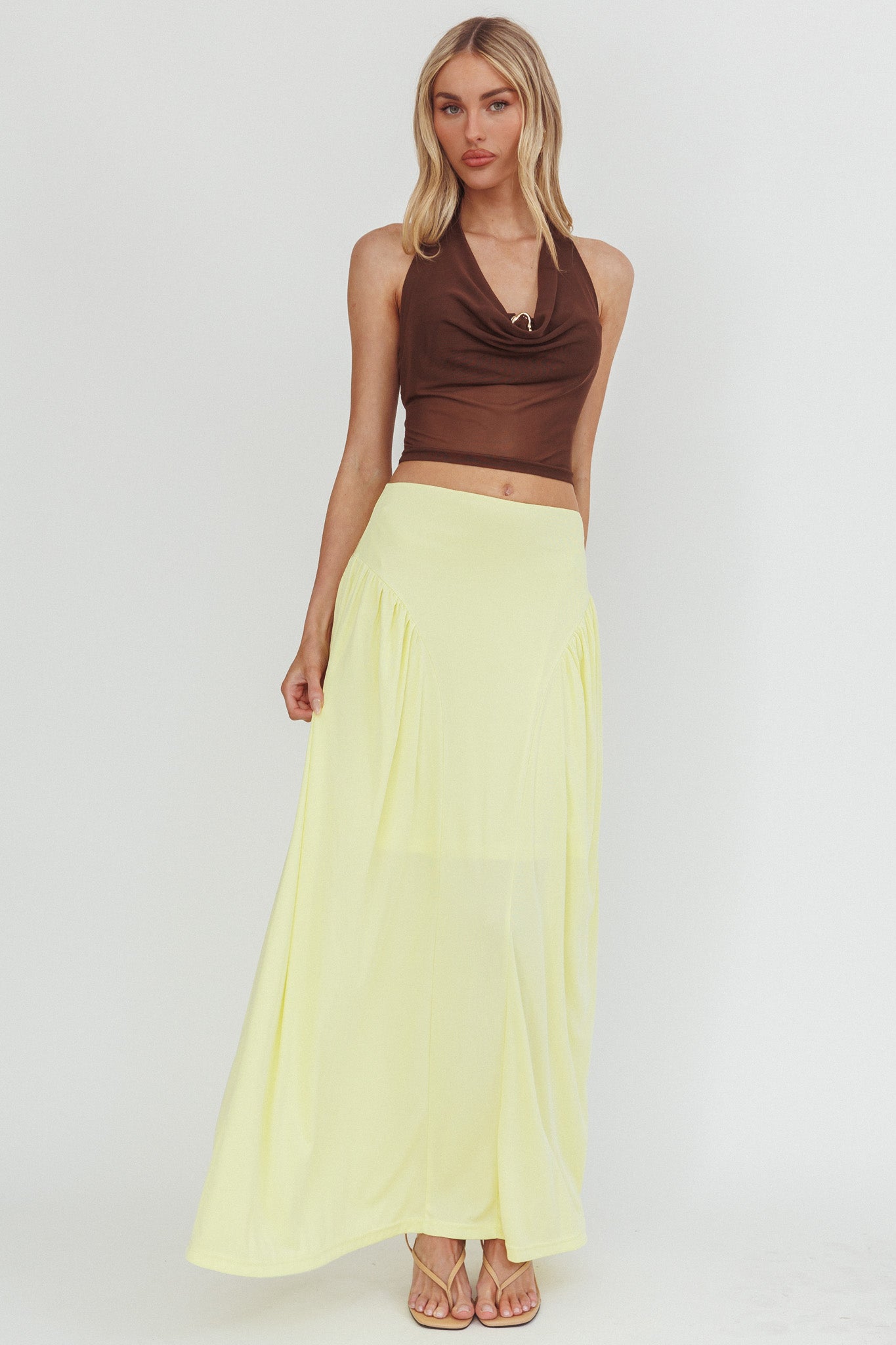 Daysun Gathered Panel Maxi Skirt Butter-Maymioy