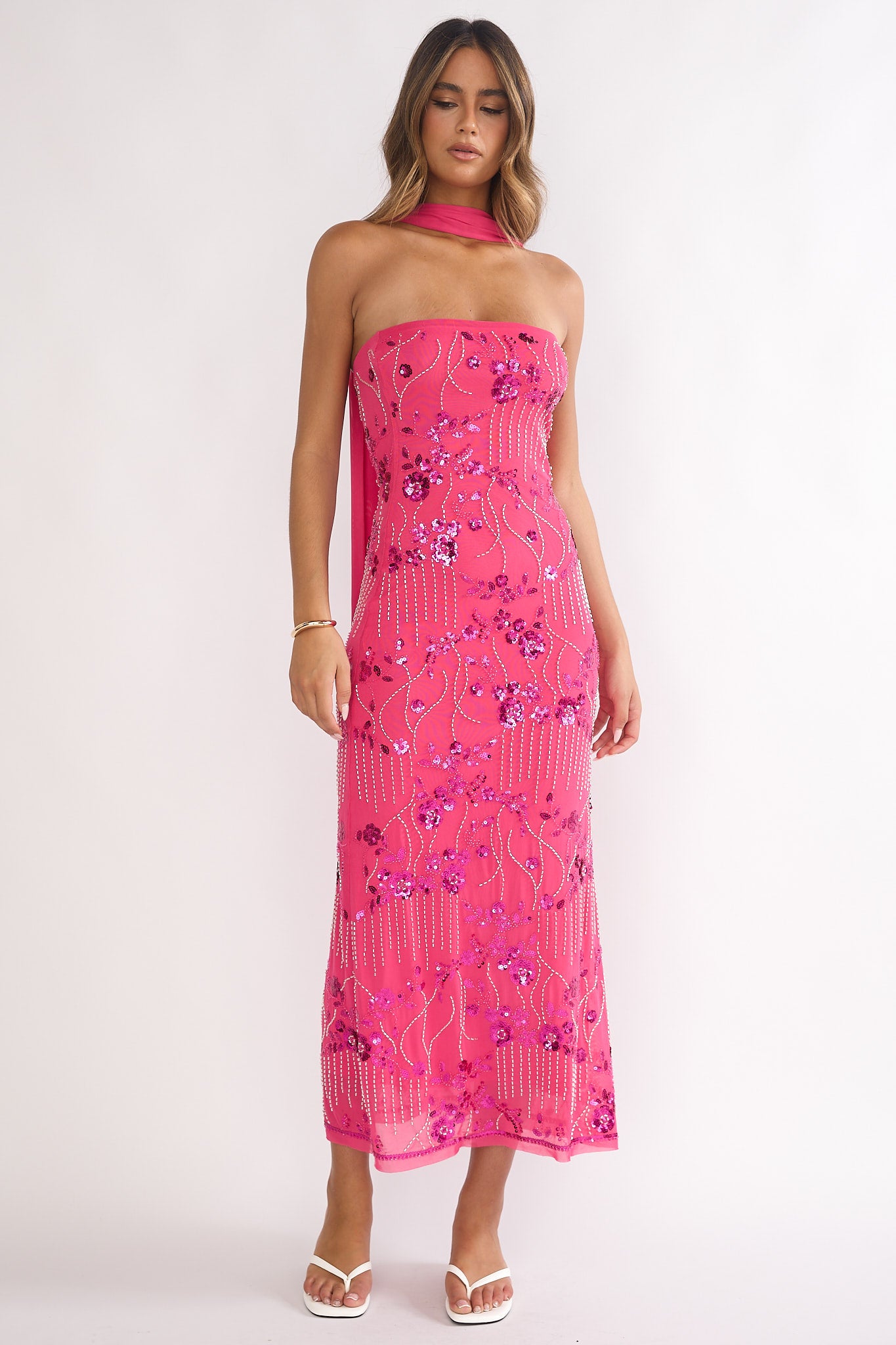 Jeremia Strapless Maxi Dress Sequin Plum-Maymioy