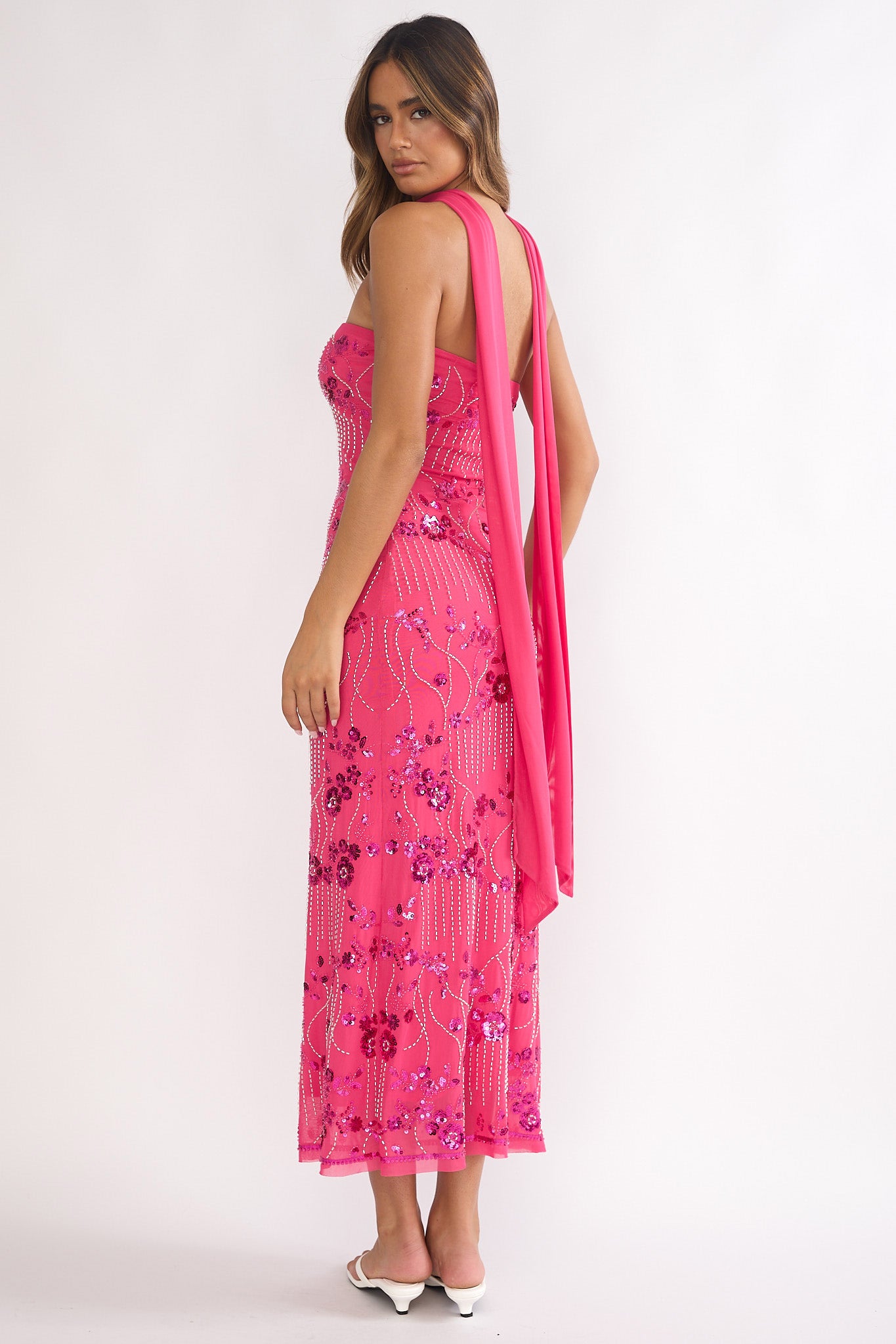 Jeremia Strapless Maxi Dress Sequin Plum-Maymioy