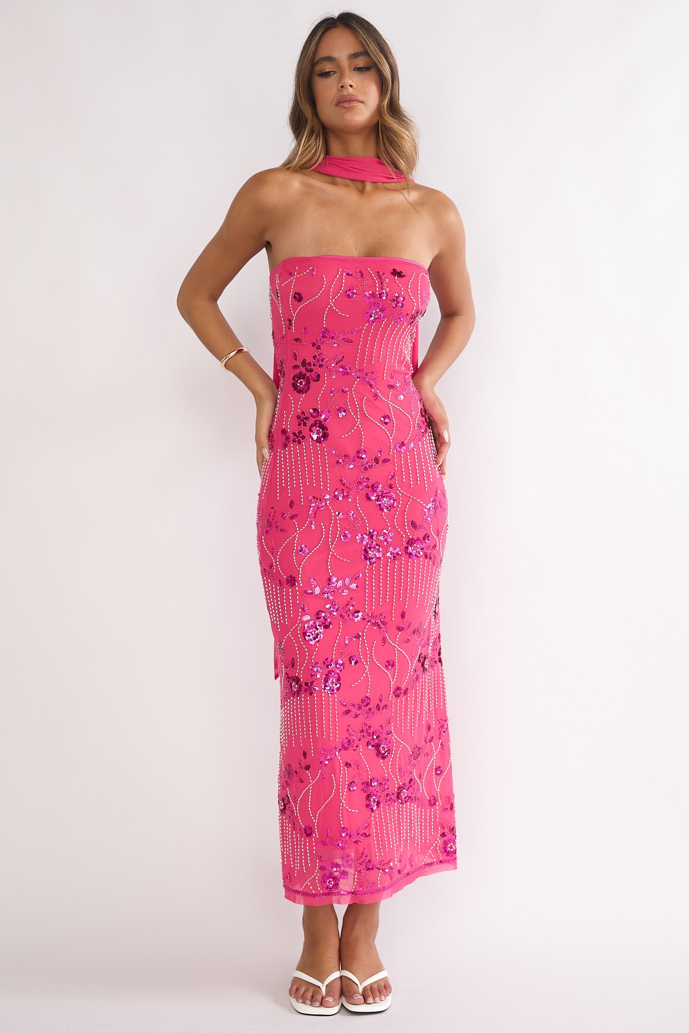 Jeremia Strapless Maxi Dress Sequin Plum-Maymioy