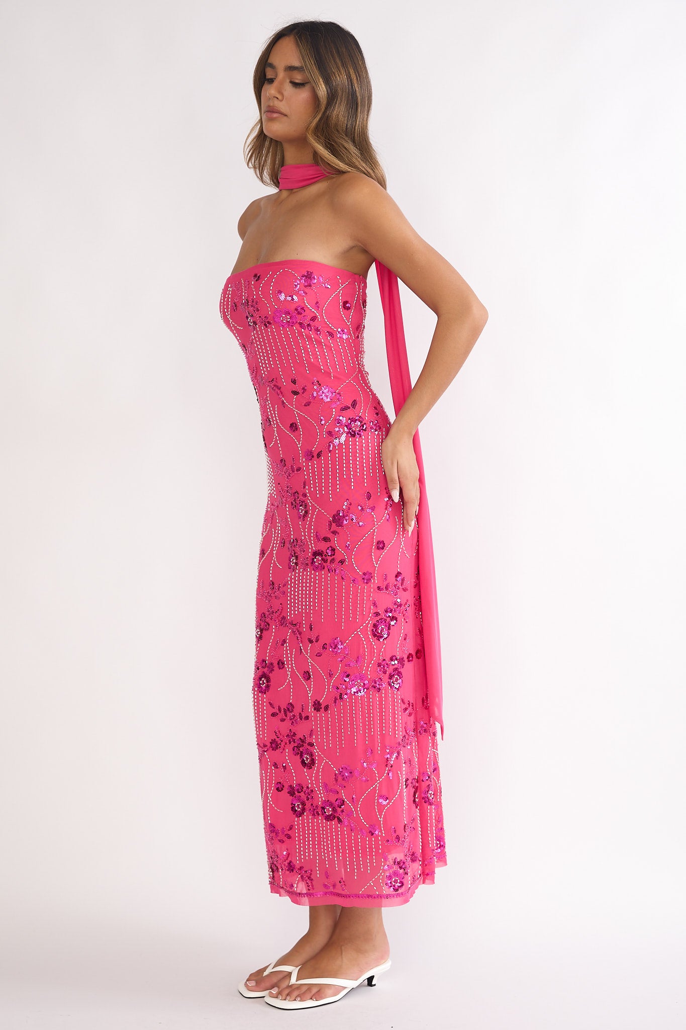 Jeremia Strapless Maxi Dress Sequin Plum-Maymioy
