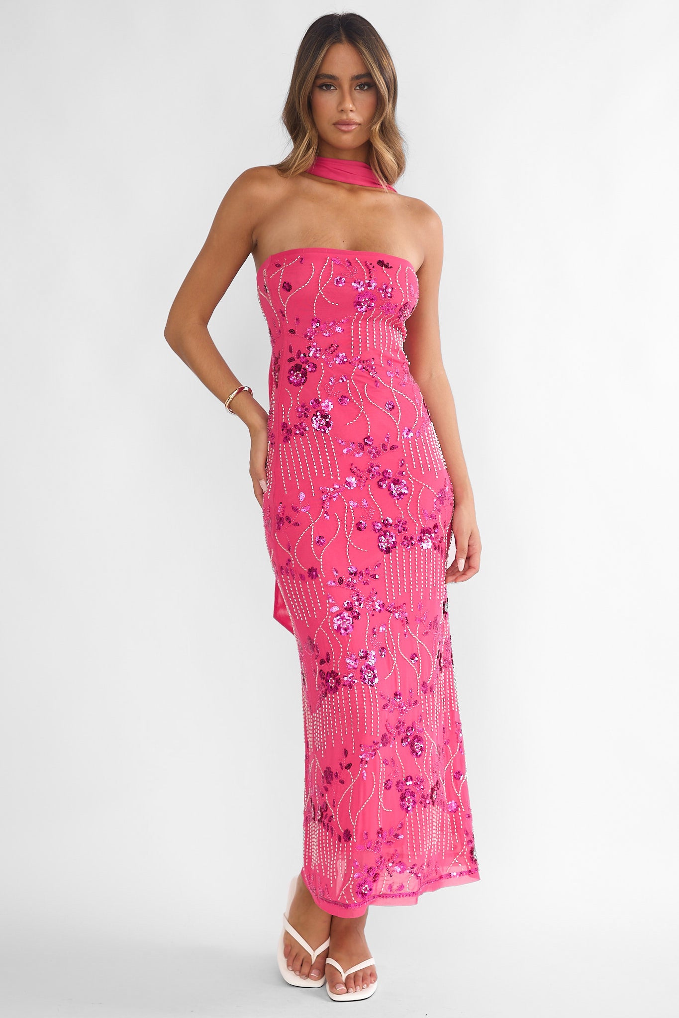 Jeremia Strapless Maxi Dress Sequin Plum-Maymioy