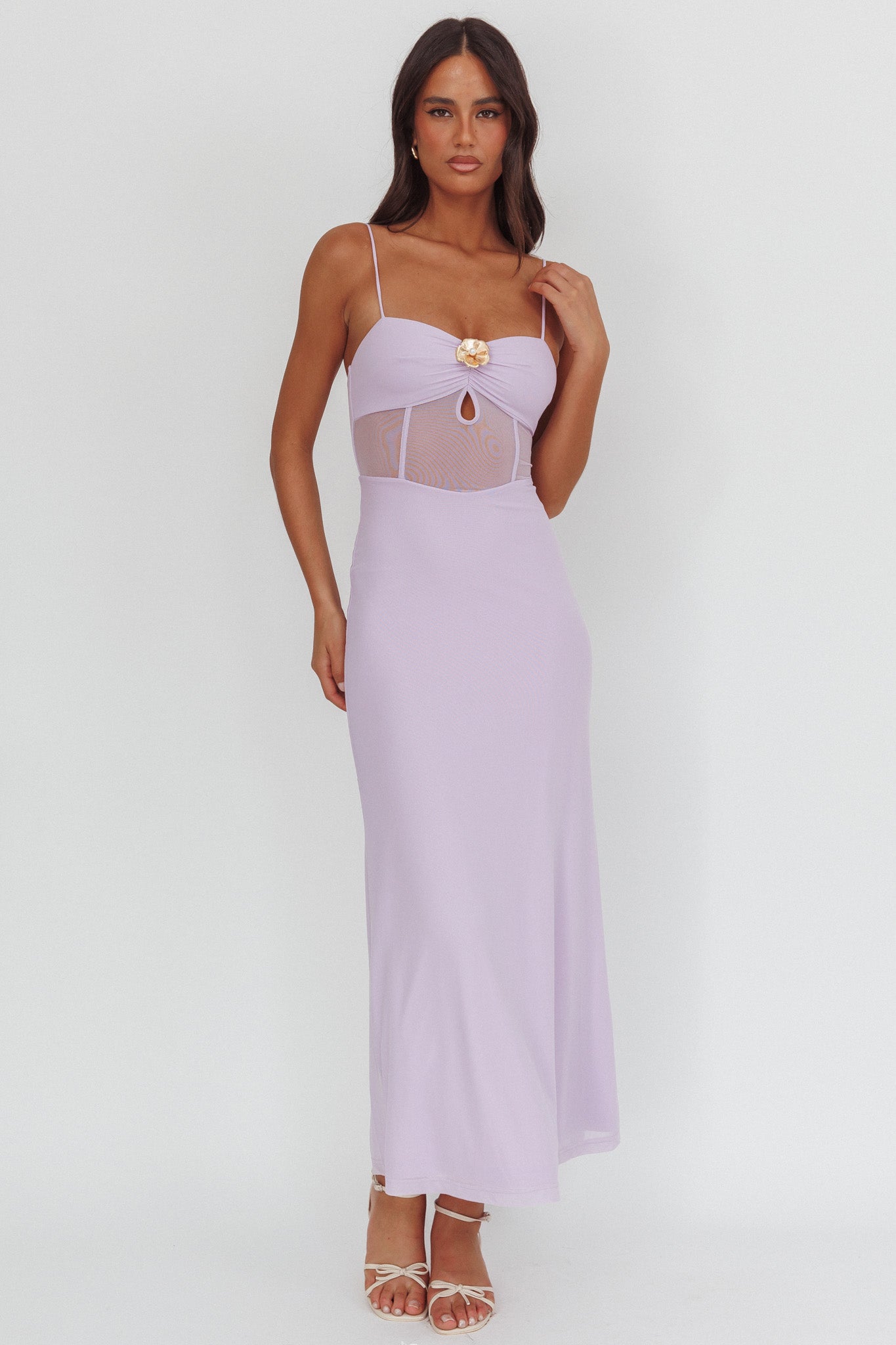 Such A Libra Sheer Bodice Maxi Dress Lilac-Maymioy
