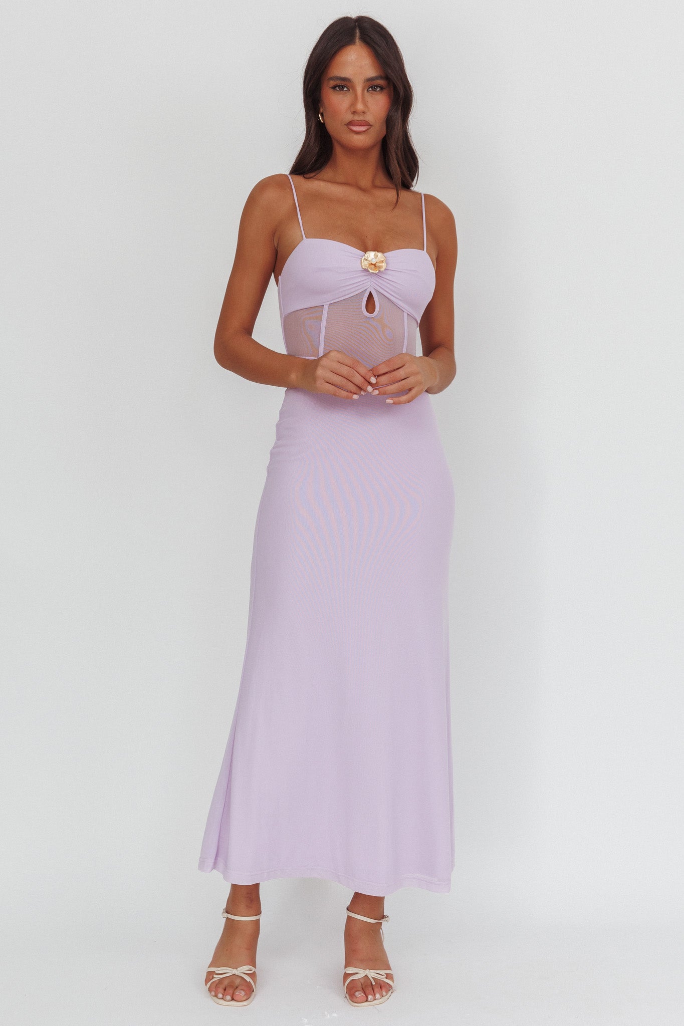 Such A Libra Sheer Bodice Maxi Dress Lilac-Maymioy