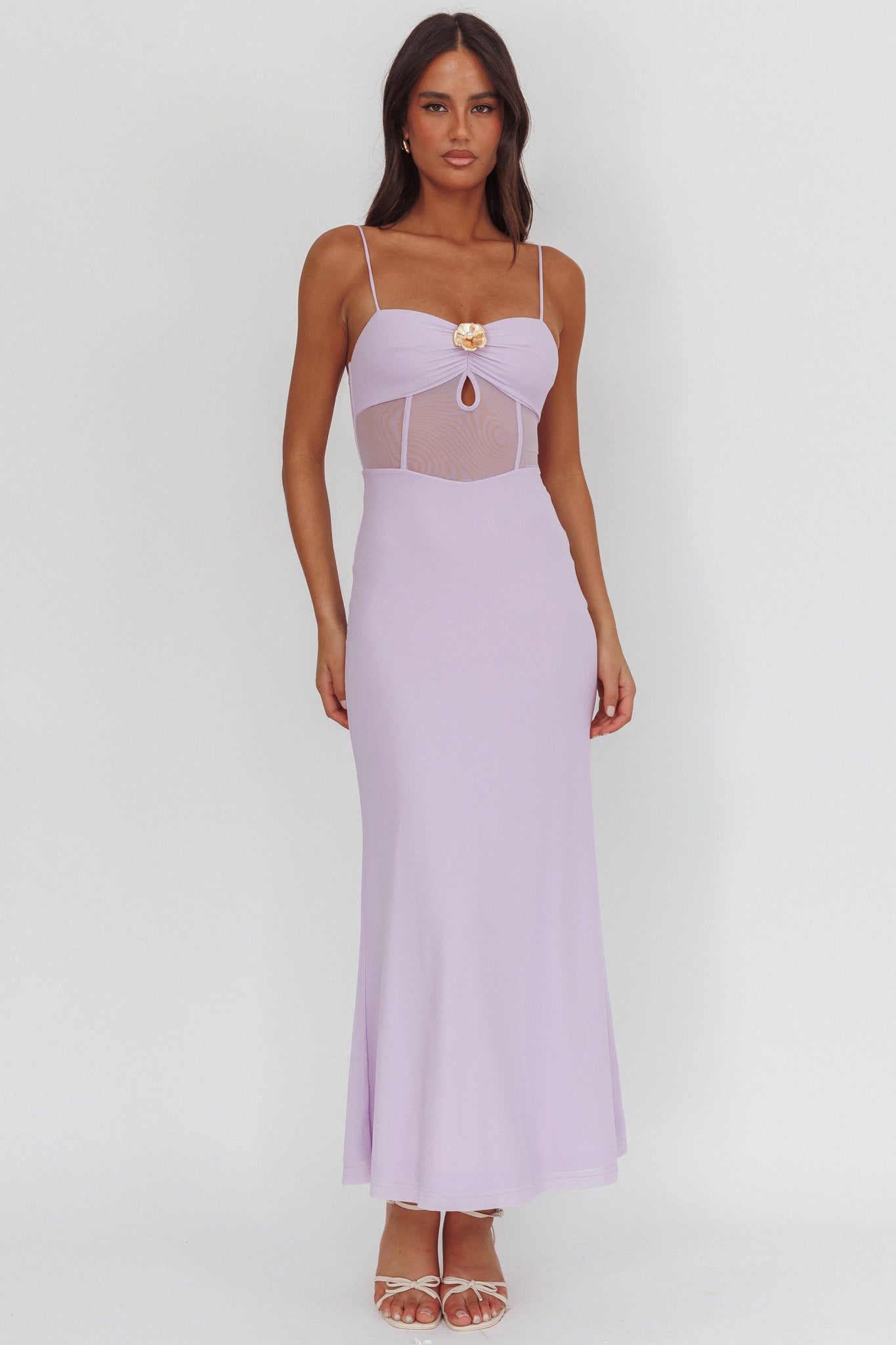 Such A Libra Sheer Bodice Maxi Dress Lilac-Maymioy