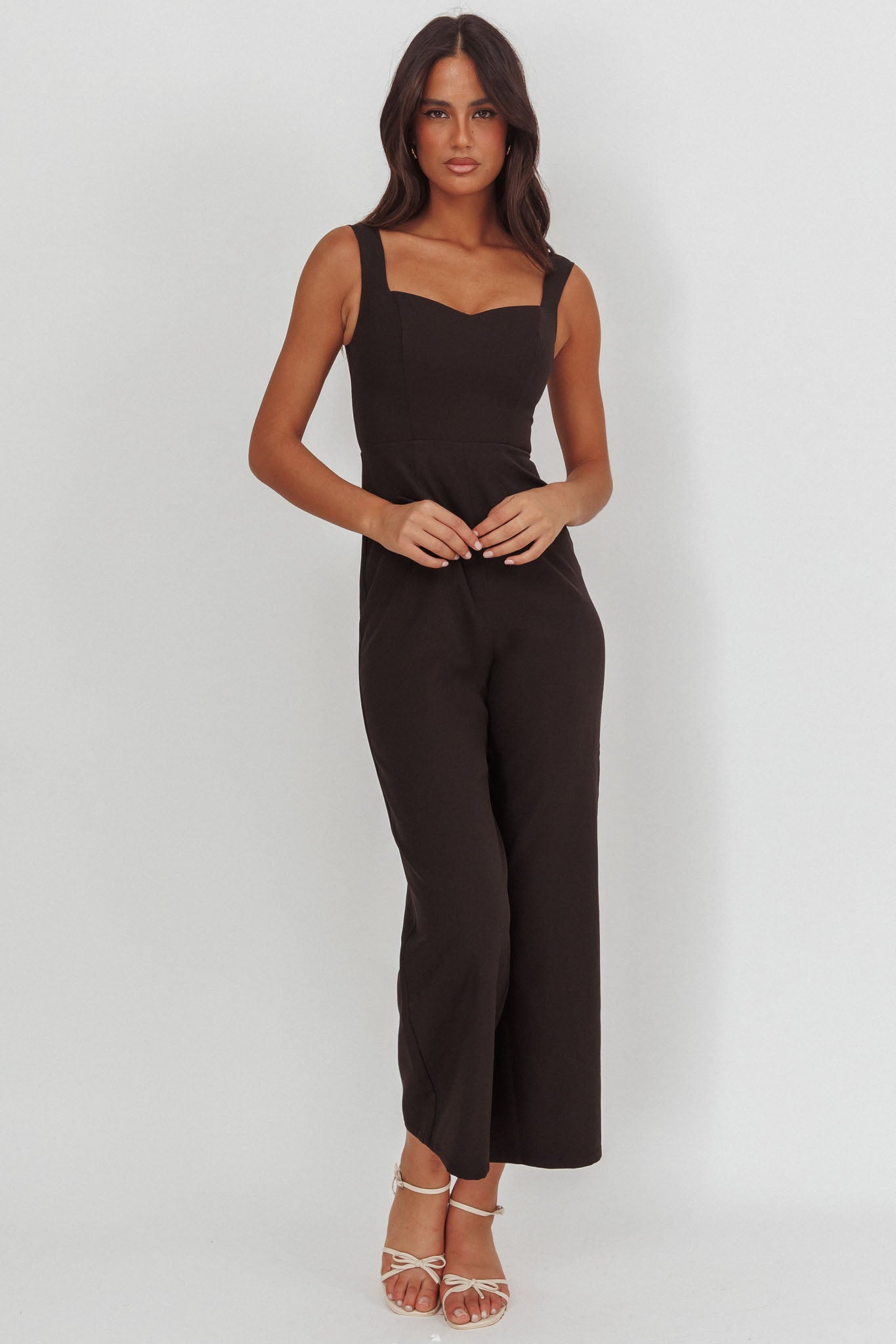 Atheena Faux Pocket Jumpsuit Black-Maymioy