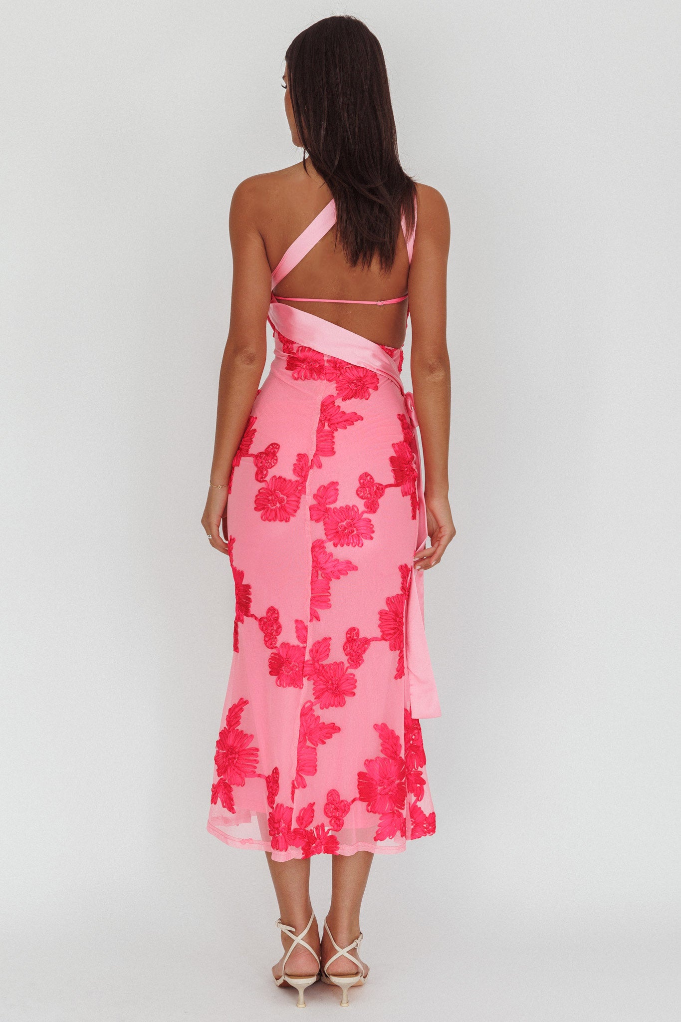 Kairi One-Shoulder Sash Maxi Dress Hot Pink-Maymioy