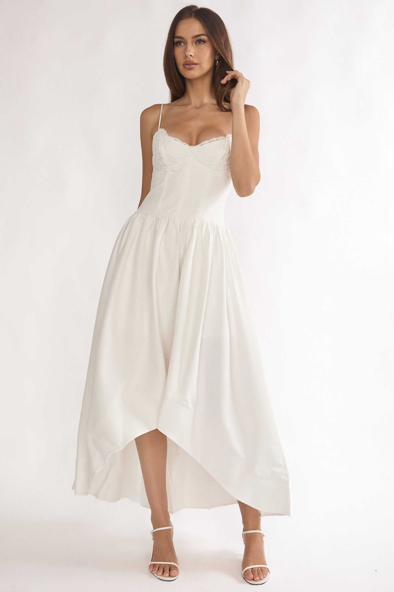 I'm Yours High-Low Hem Maxi Dress White-Maymioy