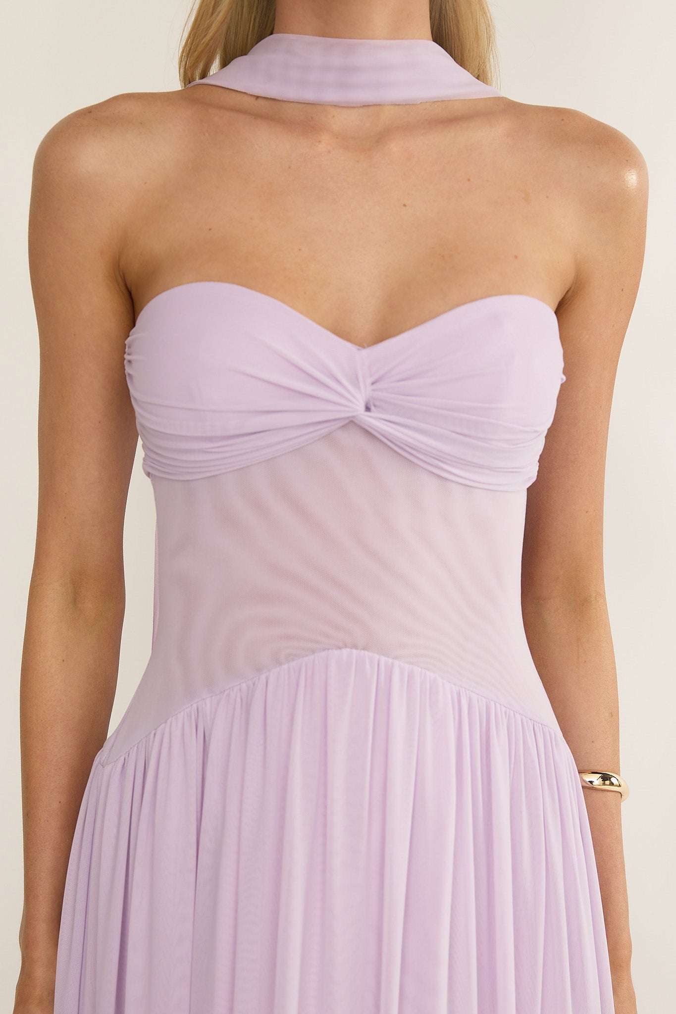 Annita Sheer Waist Maxi Dress Lilac-Maymioy